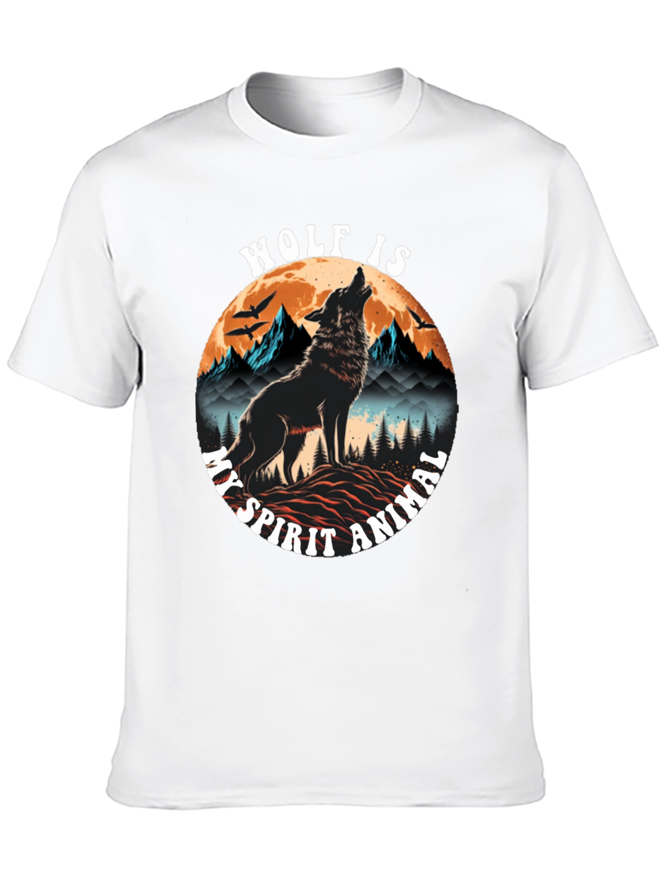 Black Wolf Spirit Animal Graphic Tee - Black Cotton Blend view 10