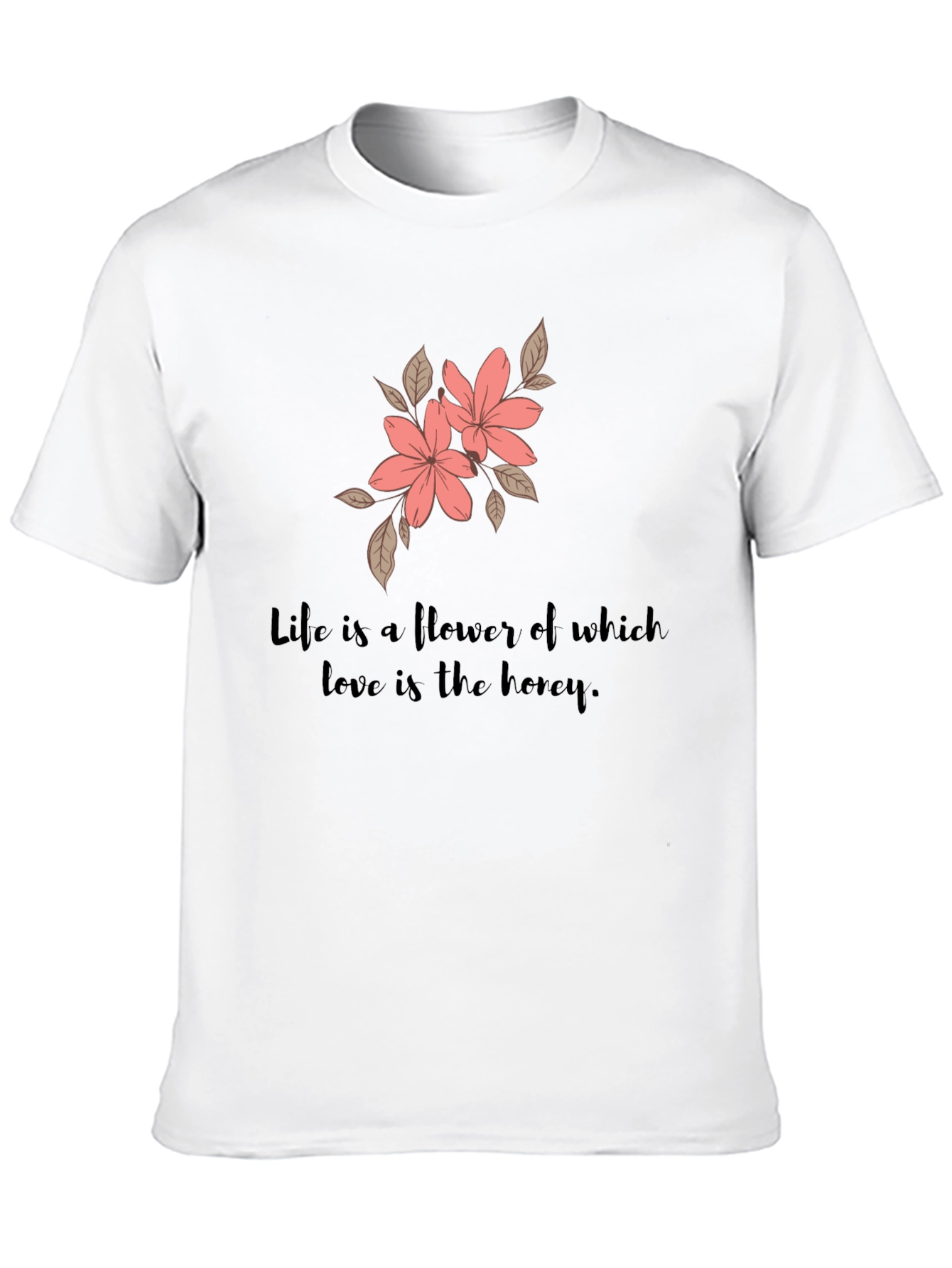 Floral Life Quote Black T-Shirt - 10