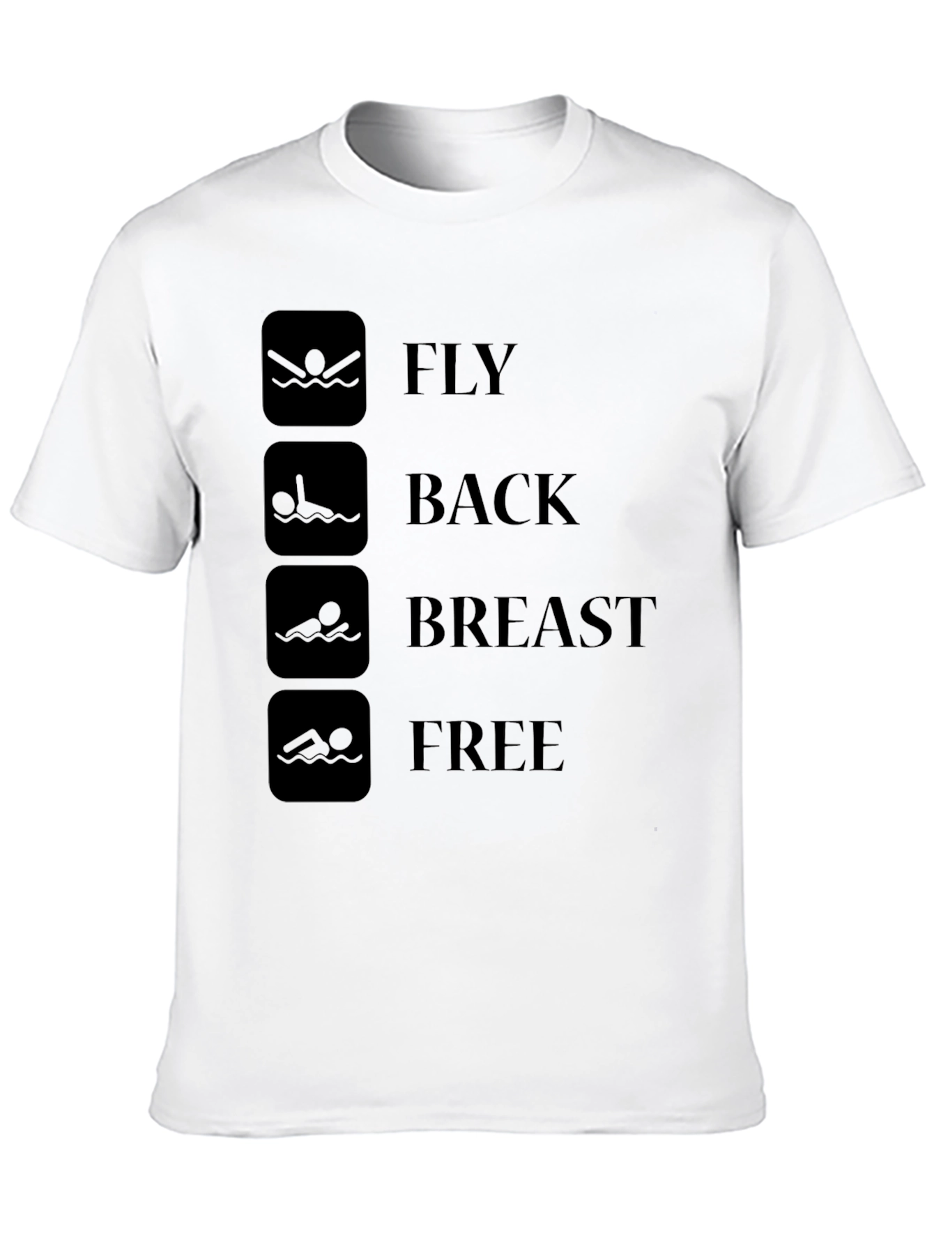 Black Swim Stroke Style T-Shirt - Fly Back Breast Free - Black view 10
