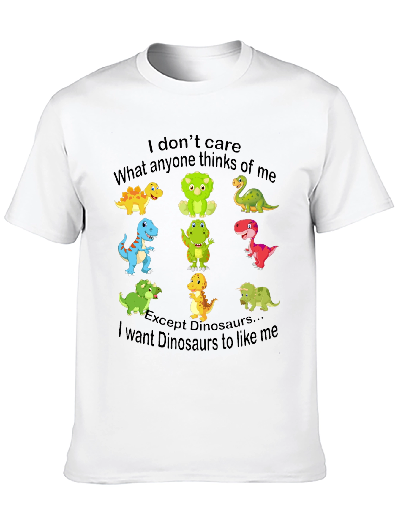 Black Funny Dinosaur Graphic T-Shirt - I Don't Care, Dinosaurs Like Me view 10