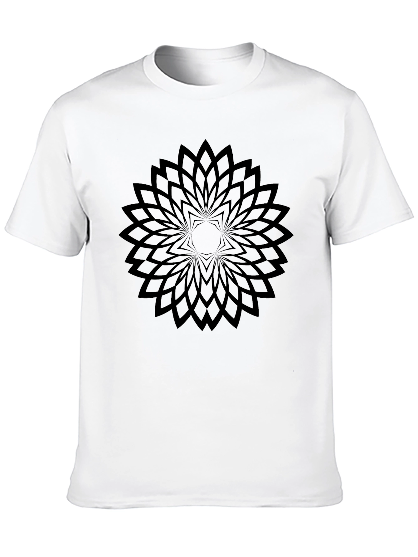 Black Geometric Floral Black T-Shirt - Modern Style view 10