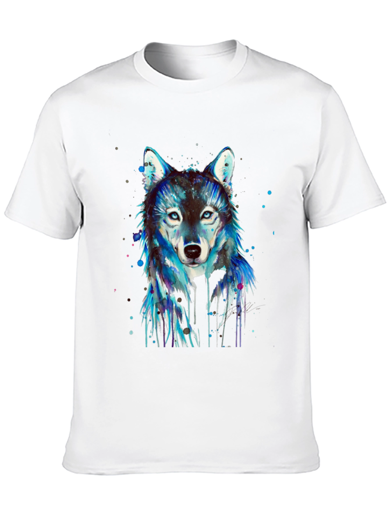 Black Wolf Graphic Print Men's Black T-Shirt view 10