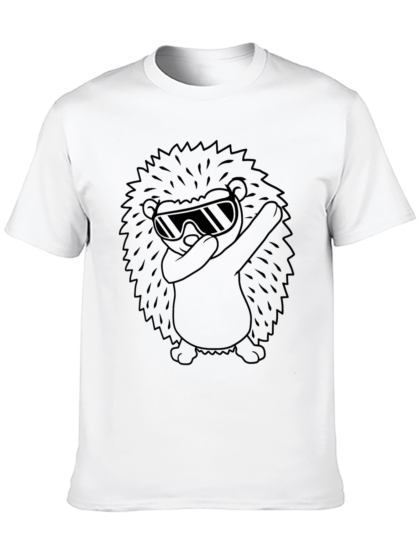 Black Cool Hedgehog Dabbing Graphic Tee - Black Cotton T-Shirt view 10