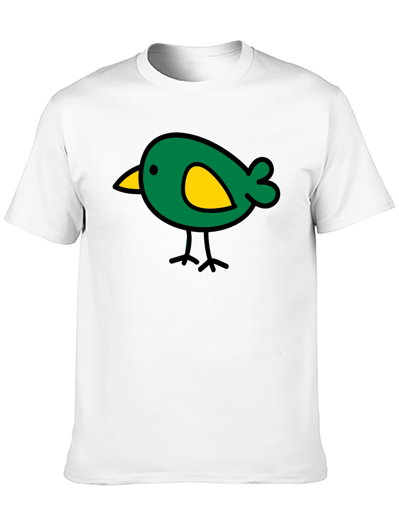 Black Cute Bird Graphic Tee - Black Cotton Casual T-Shirt view 10