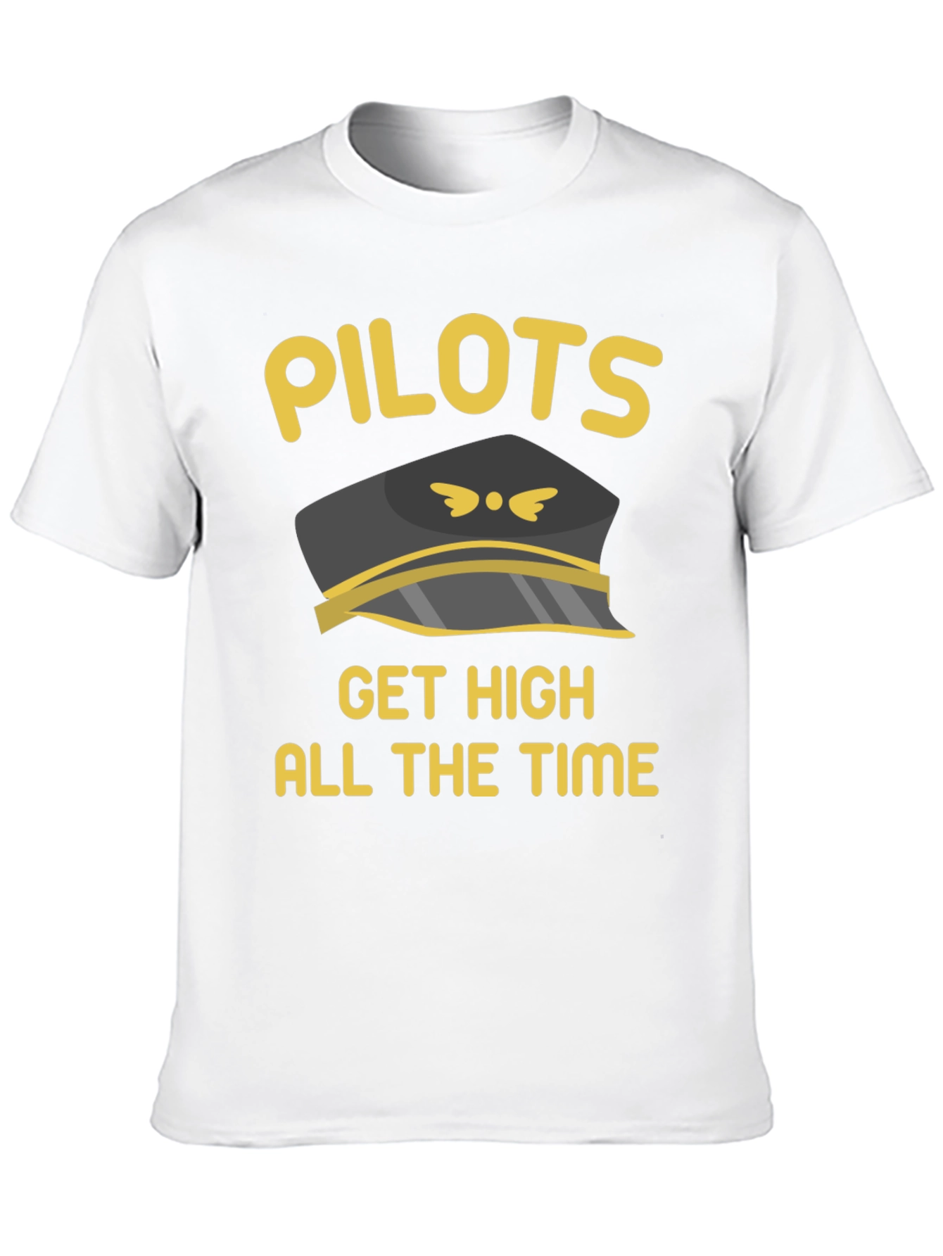 Black Pilots Get High T-Shirt Black Crew Neck Novelty Graphic Tee view 10