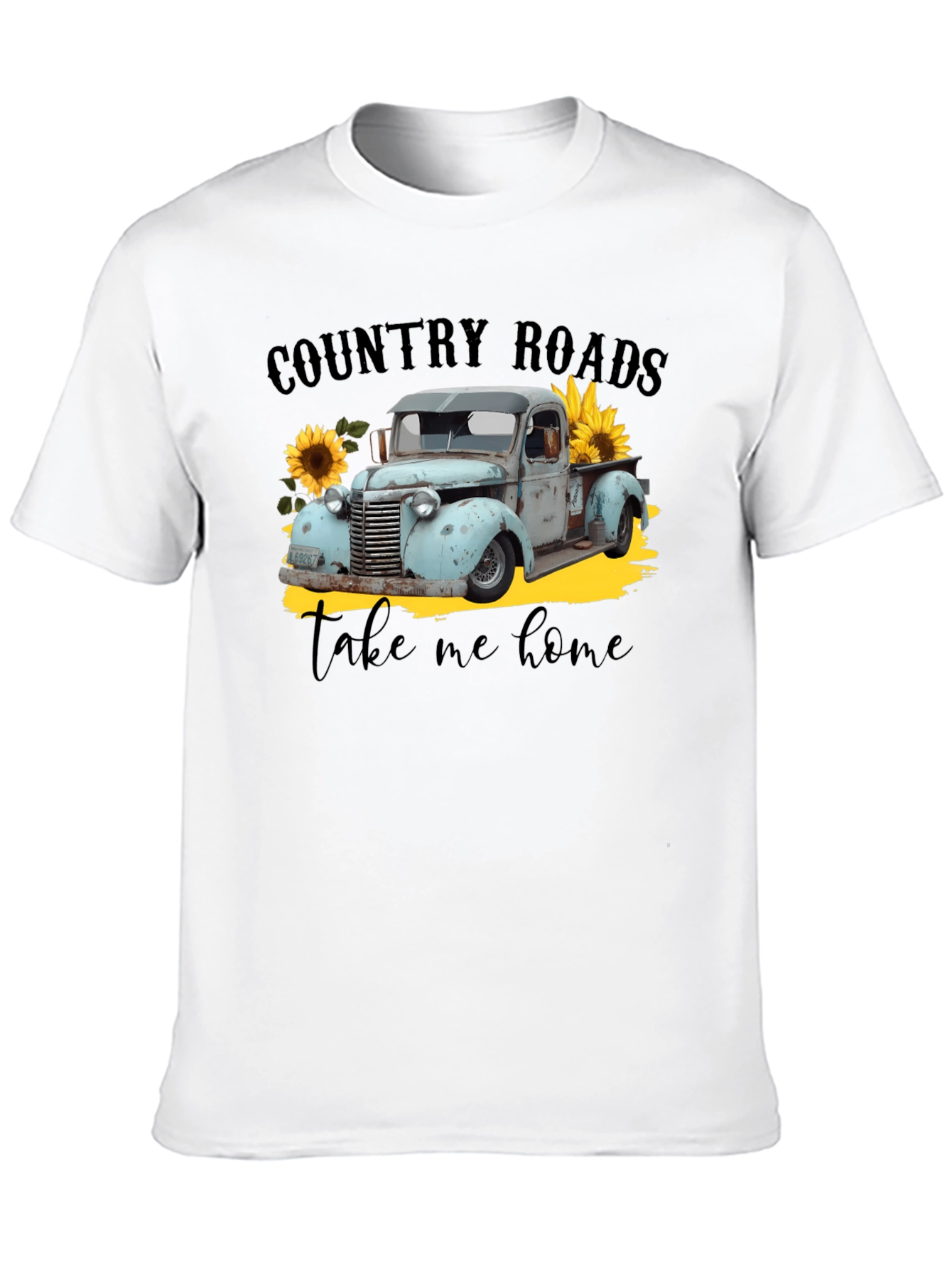 Country Roads Take Me Home Black Graphic Tee - 10