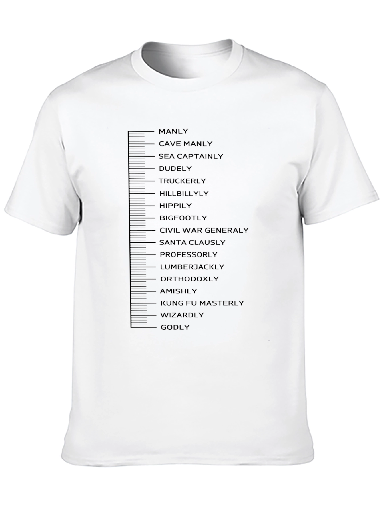 Black Manly Scale T-Shirt Funny Graphic Novelty Tee view 10