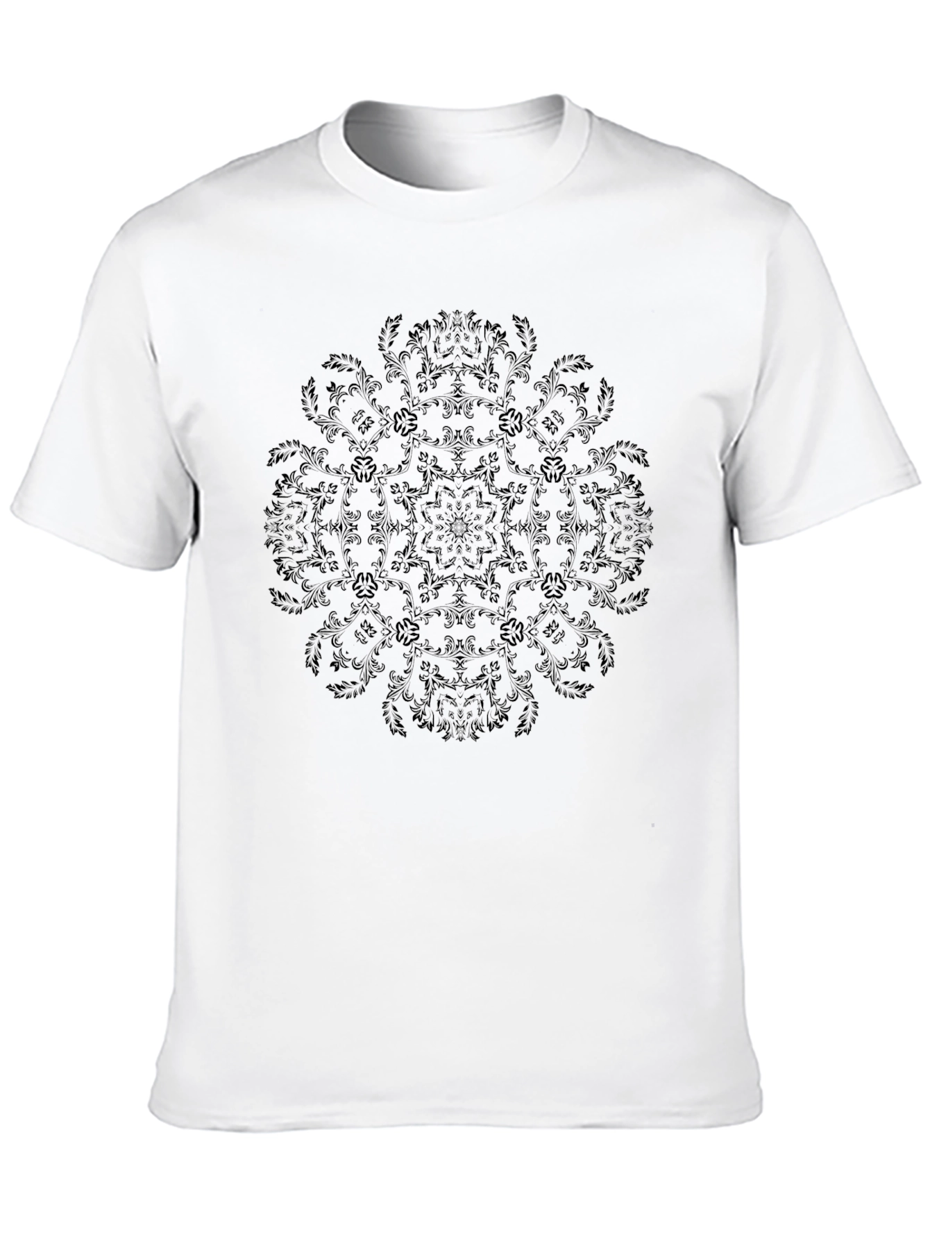 Black Elegant Black Mandala Graphic T-Shirt view 10
