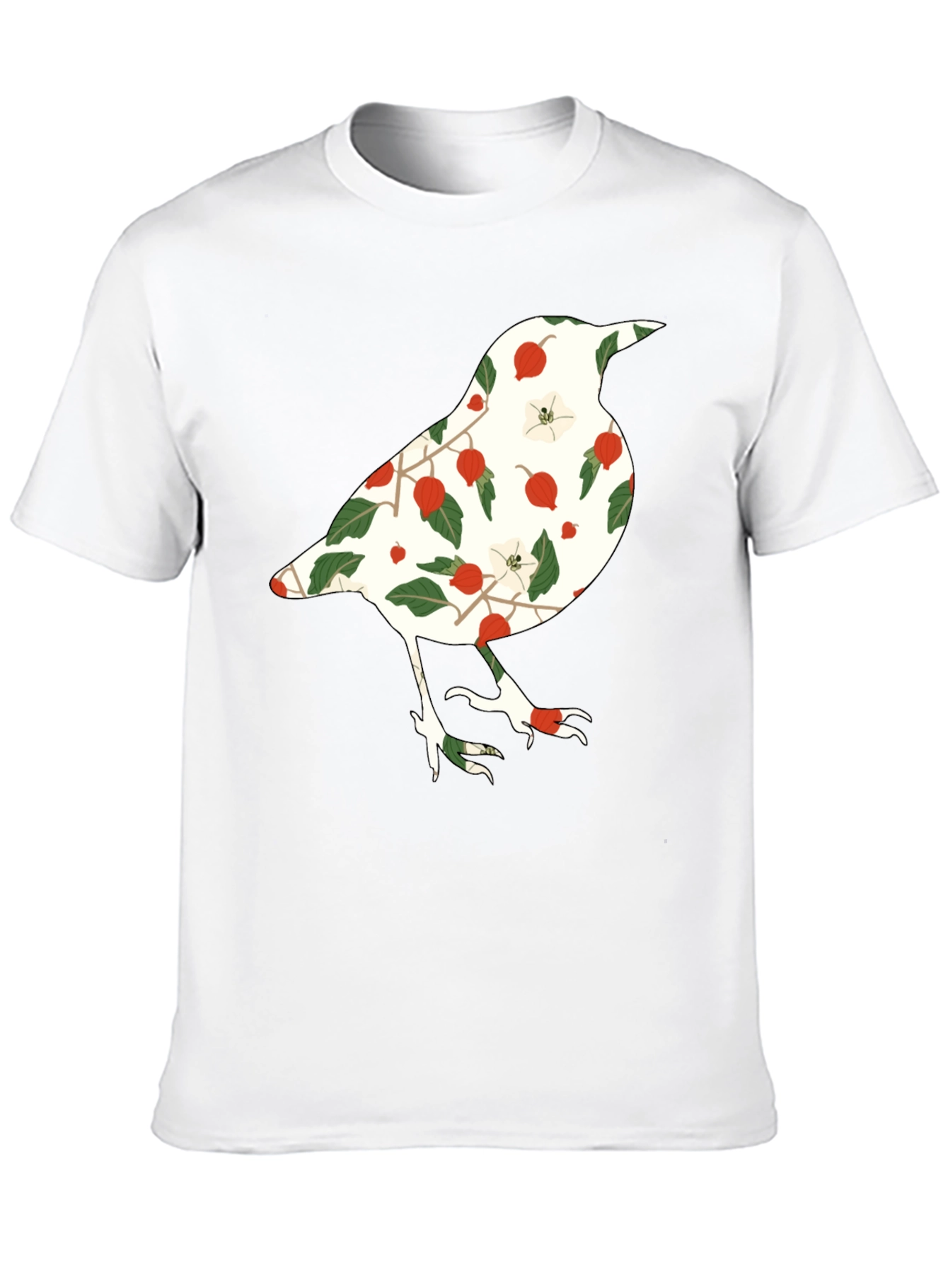 Black Floral Bird Graphic Tee - Black Casual T-Shirt view 10