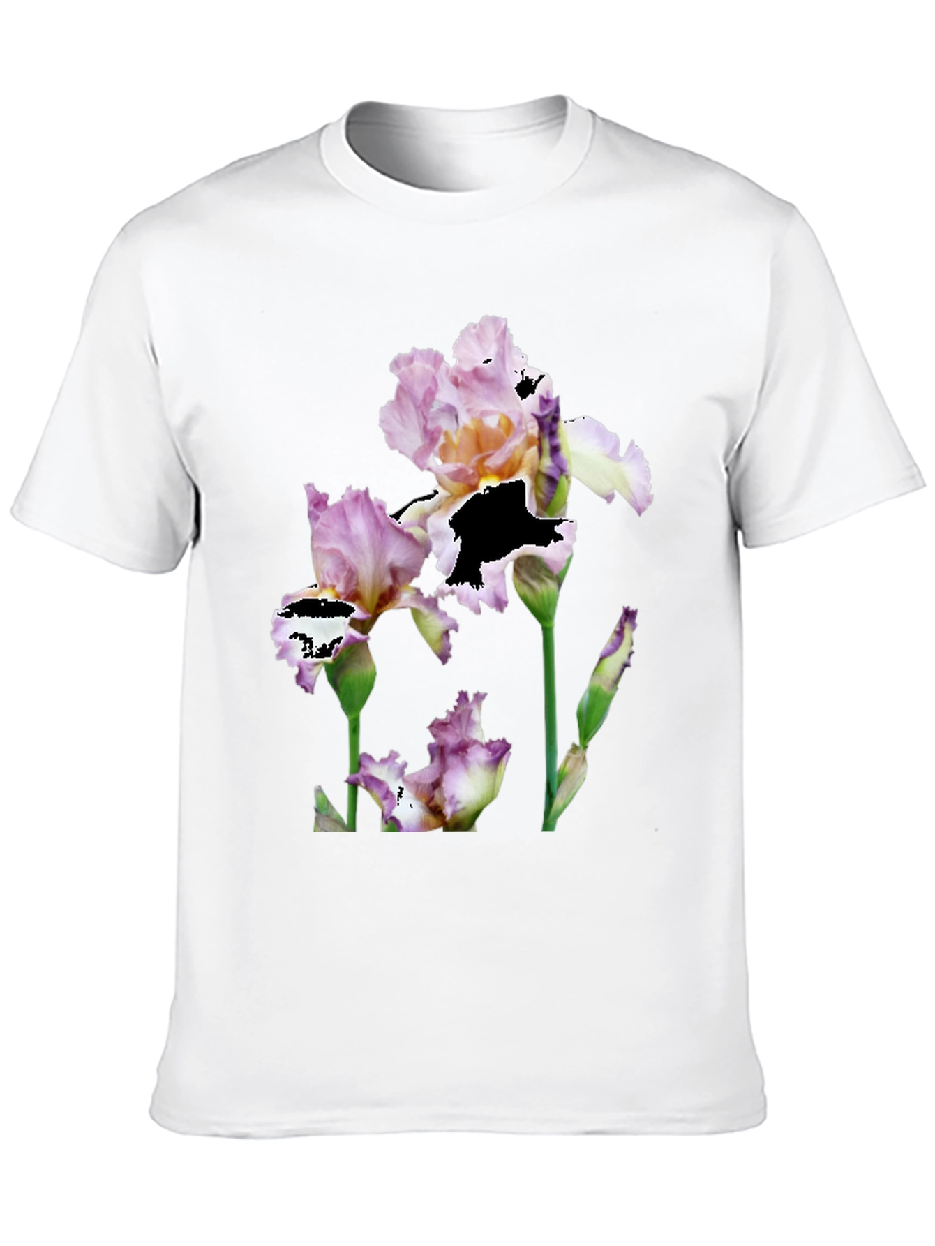 Black Floral Iris Graphic Print Black T-Shirt view 10