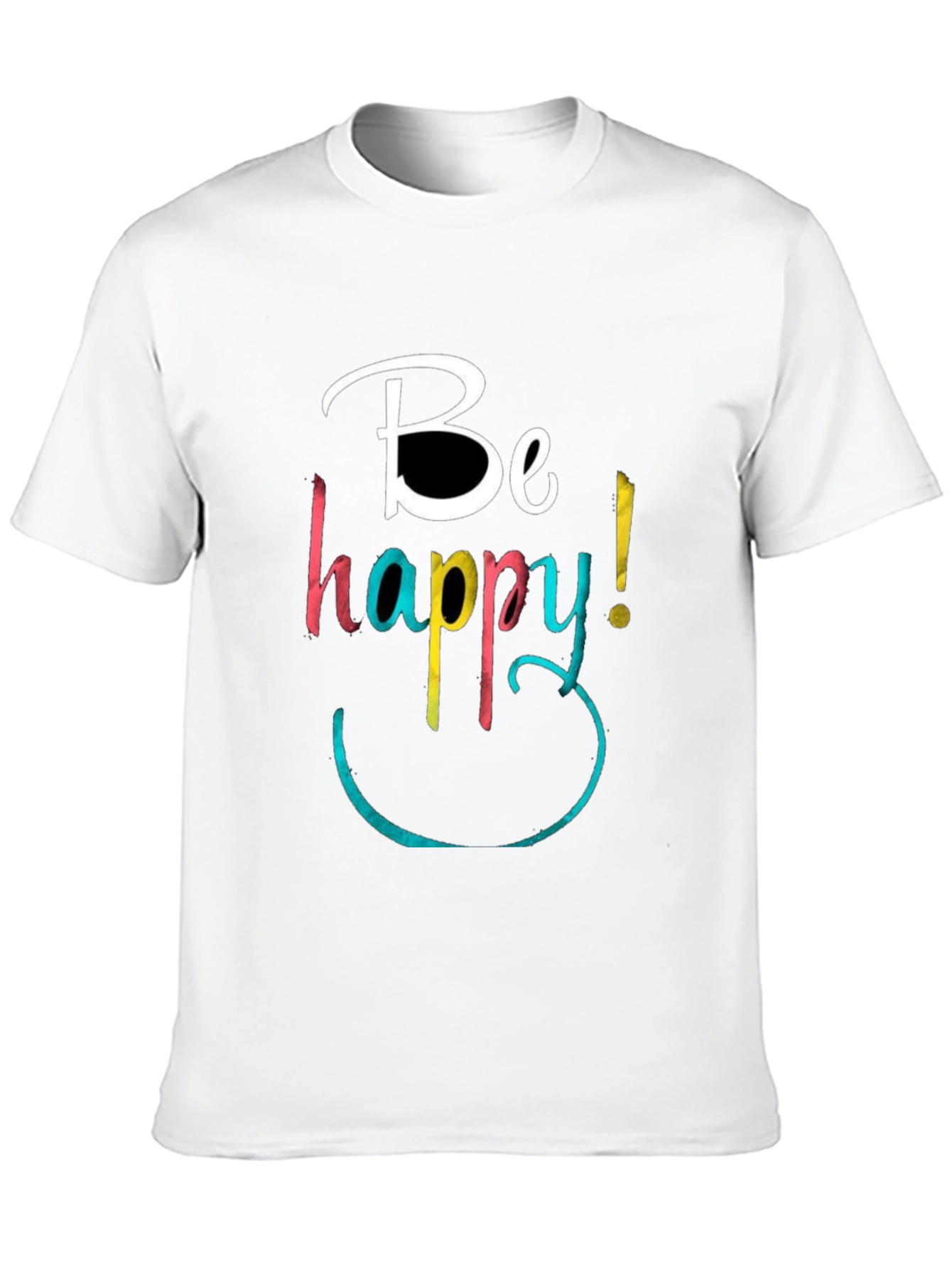 Black Be Happy Graphic Tee - Black Cotton Blend view 10