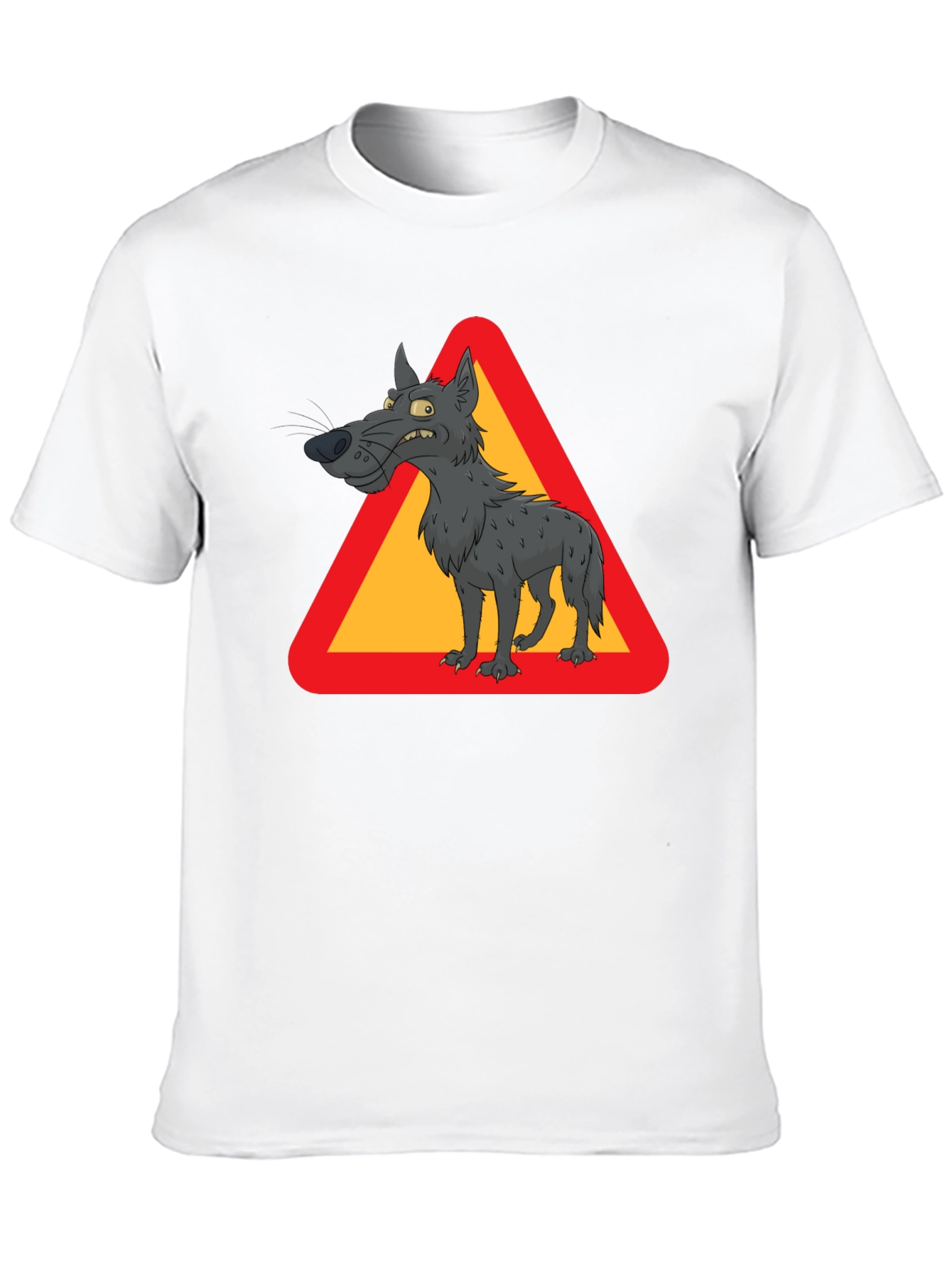 Black Wolf Warning Sign Black T-Shirt view 10