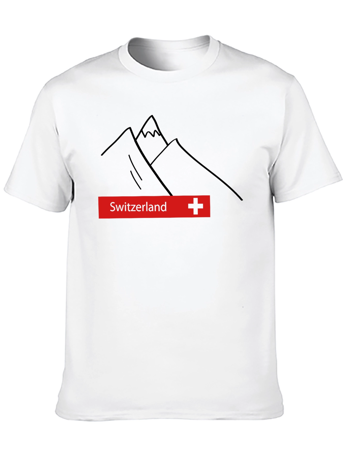 Black Switzerland Mountain Graphic Tee - Black Cotton T-Shirt view 10