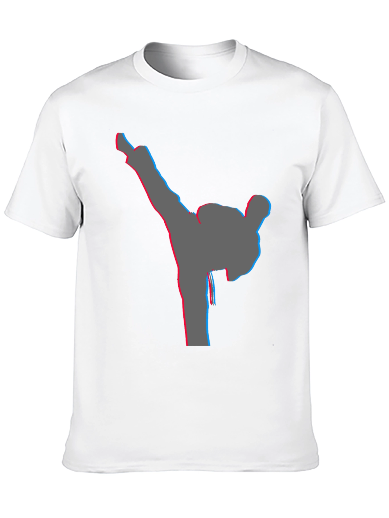 Black Men's Black T-Shirt with Karate Kick Graphic view 10