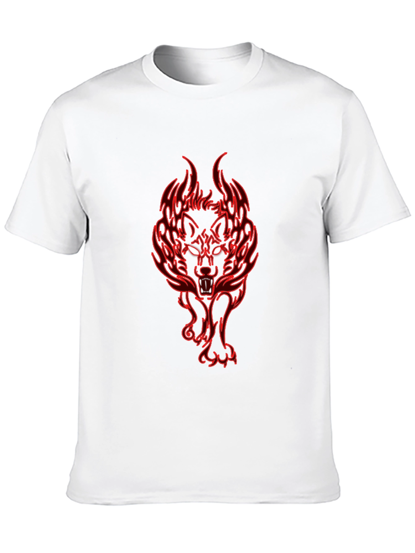 Black Fiery Wolf Graphic Tee - Black Cotton T-Shirt view 10