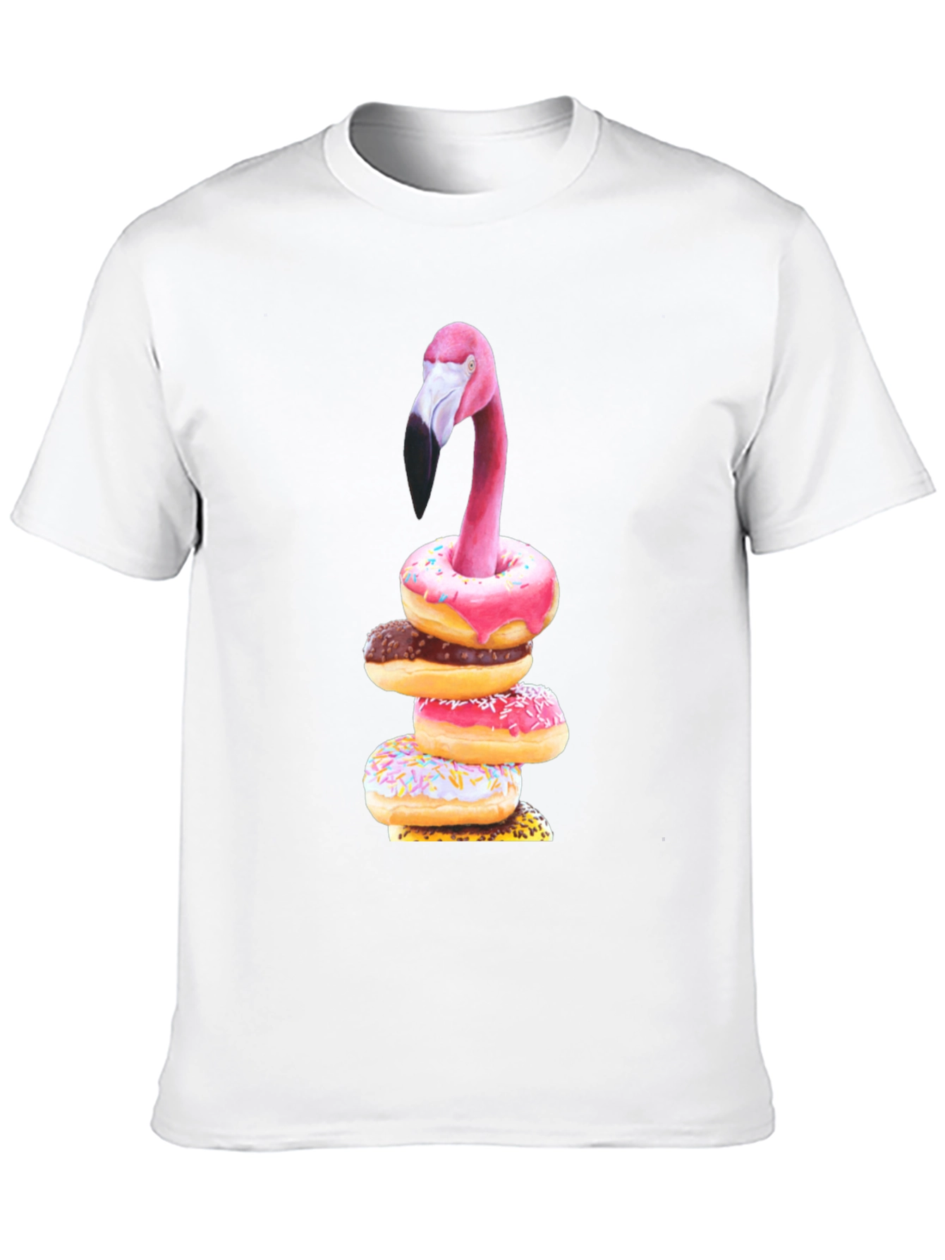 Black Flamingo Donut Stack Graphic Tee view 10
