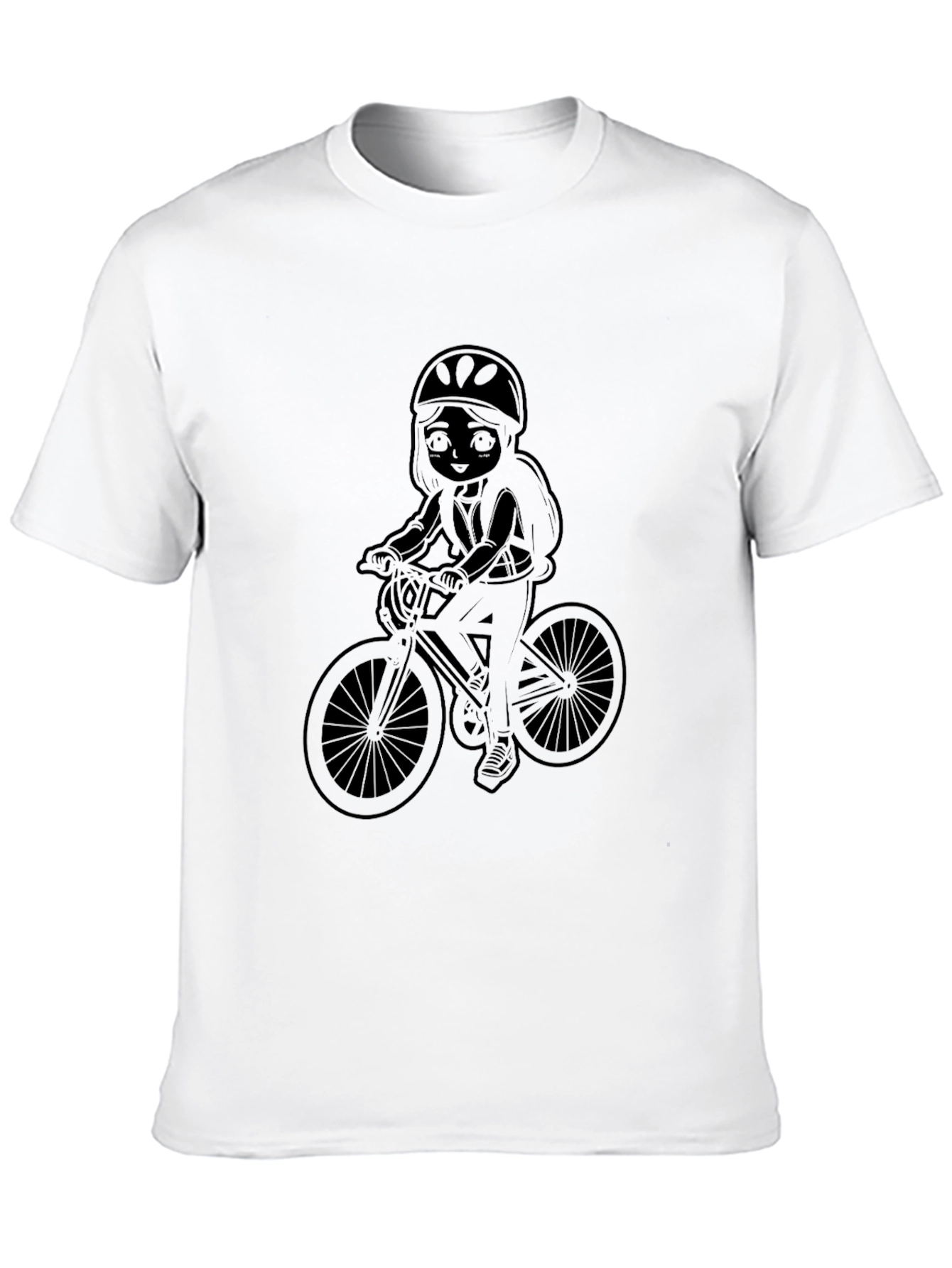 Black Cartoon Biker Tee - Black Casual Graphic T-Shirt view 10