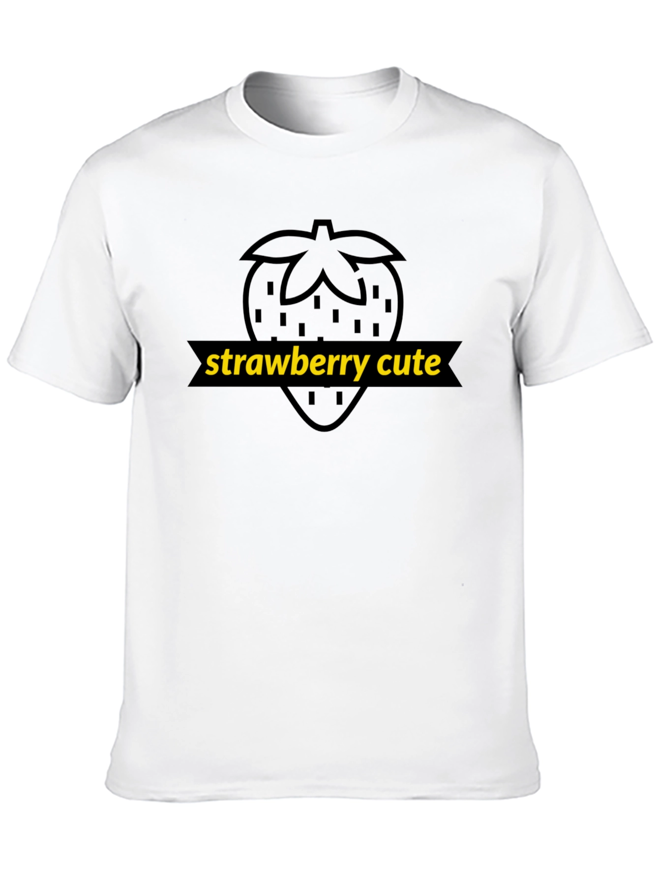 Black Strawberry Cute Graphic Tee - Unisex Black T-Shirt view 10