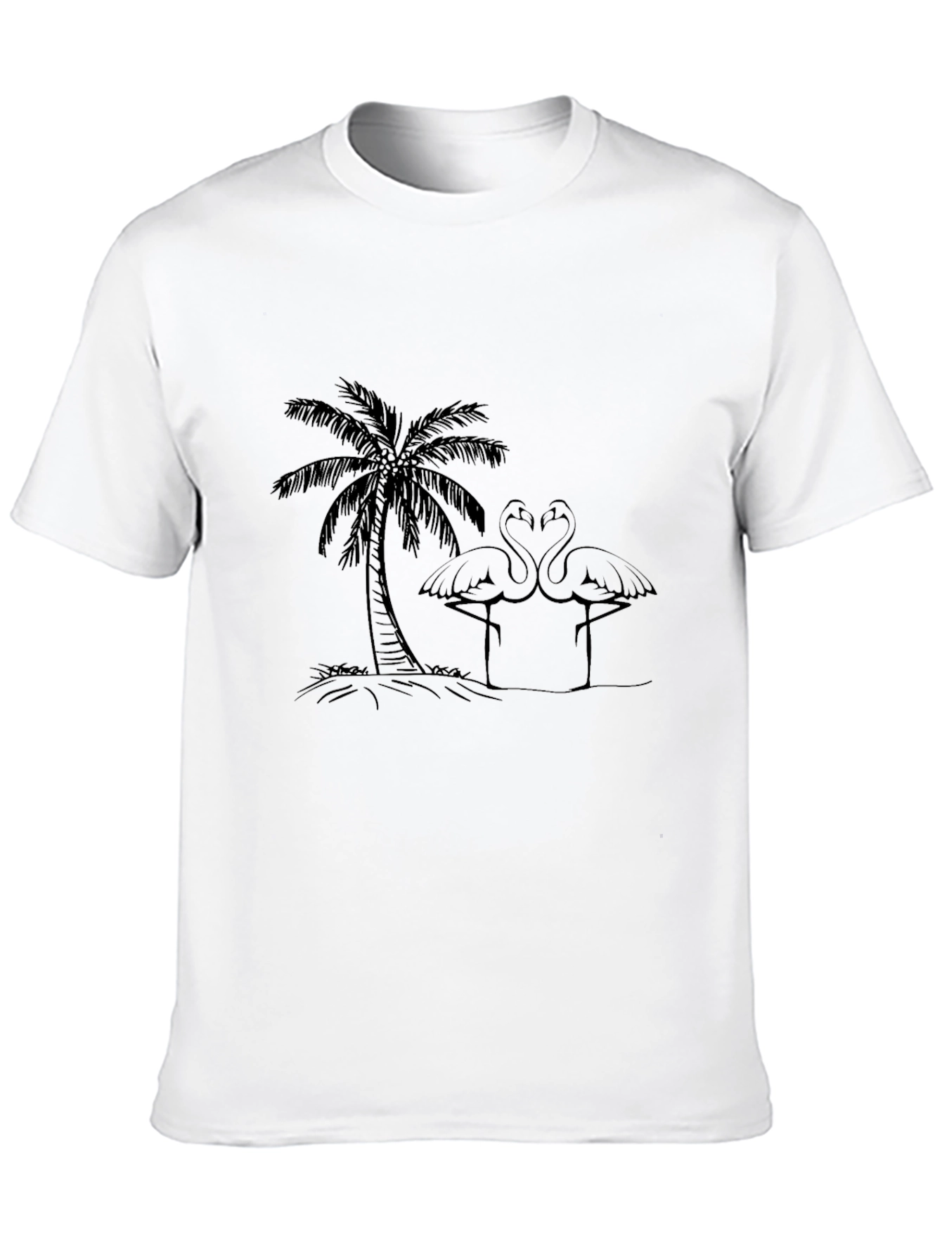 Black Tropical Flamingo Tee - Black Cotton Casual Shirt view 10