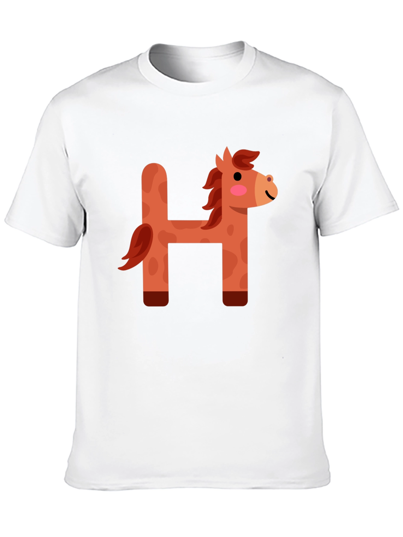 Black Cute Horse Letter H Black T-Shirt view 10