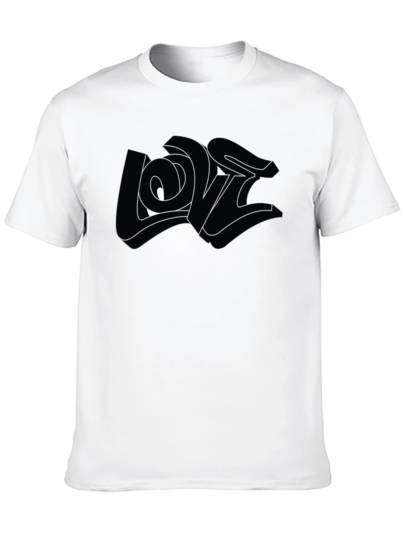 Black Monochrome Graphic Tee - 3D 'Love' Design view 10