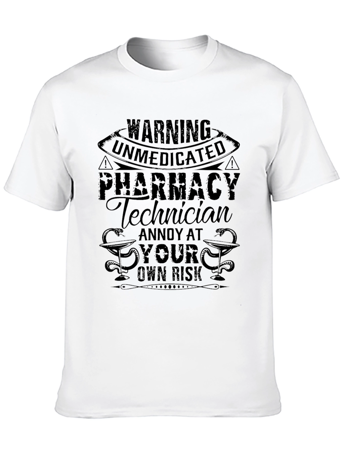 Black Warning Pharmacy Technician T-Shirt - Own Risk view 10