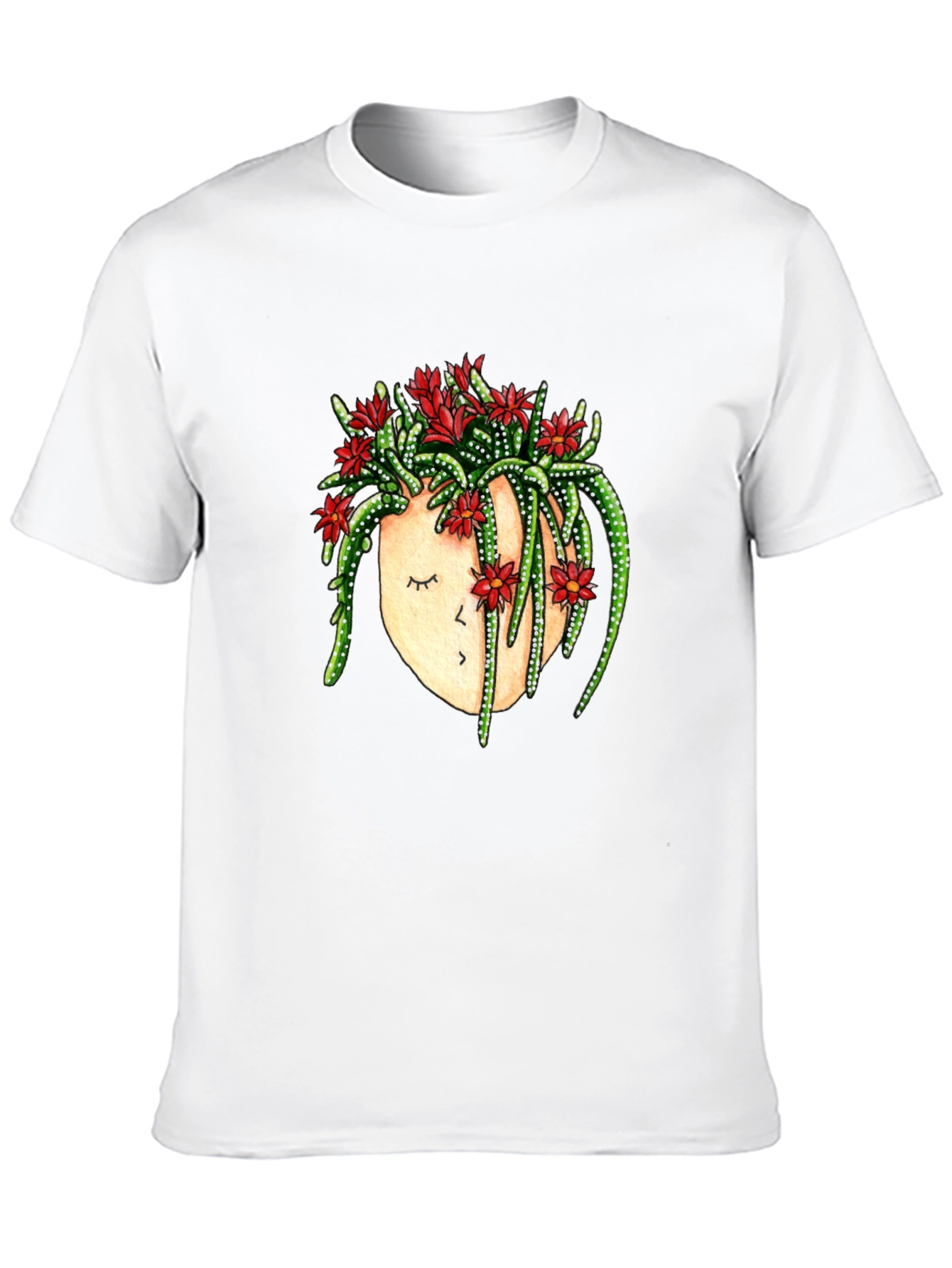 Black Cactus Head Graphic Tee - Unique Floral Design view 10