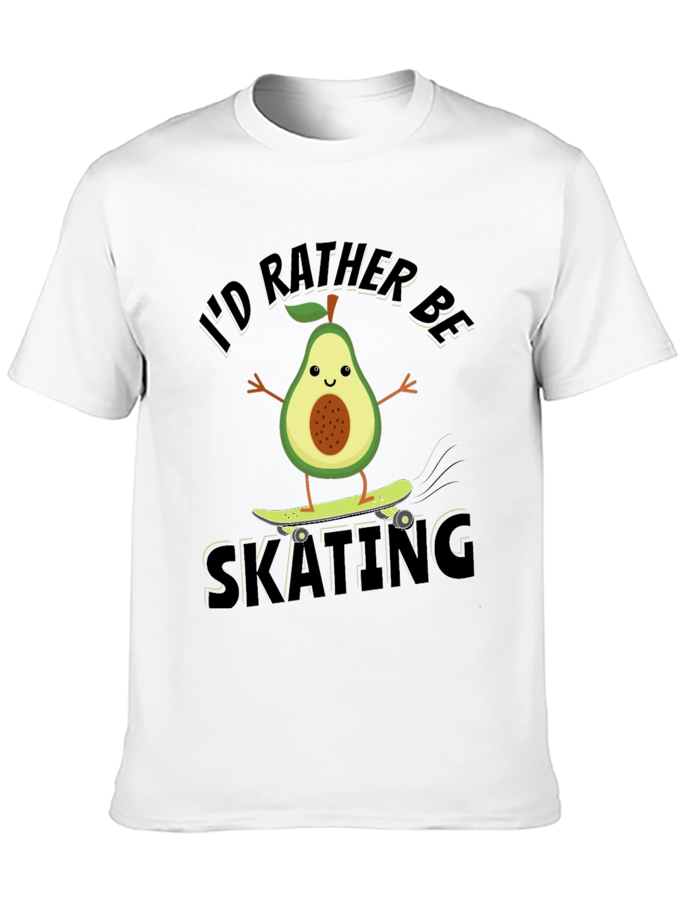 Black I'd Rather Be Skating Avocado Graphic Tee view 10