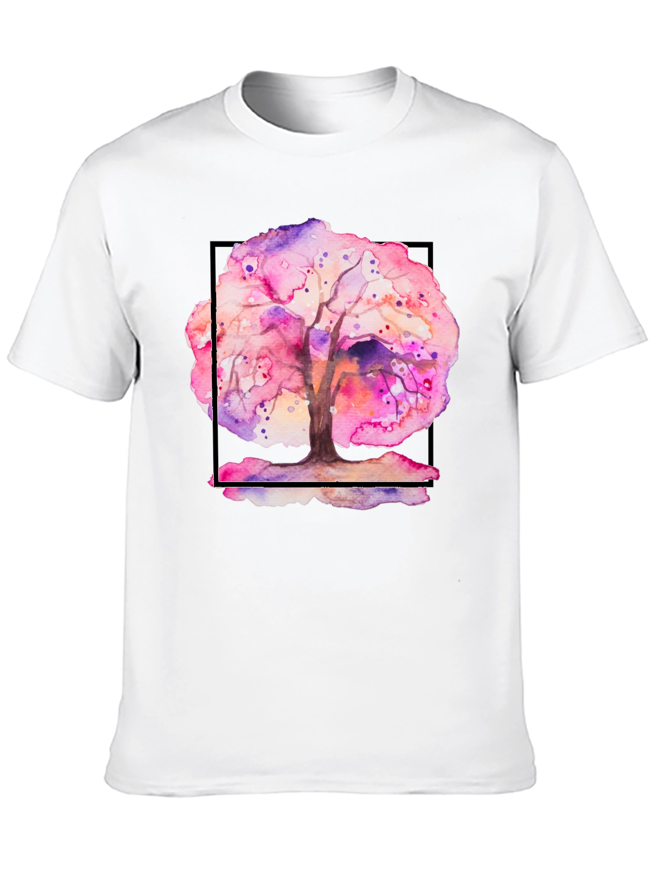 Black Watercolor Tree Graphic Black T-Shirt view 10