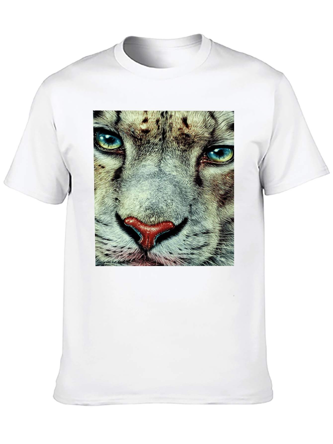 Black Snow Leopard Face Graphic T-Shirt - Black view 10