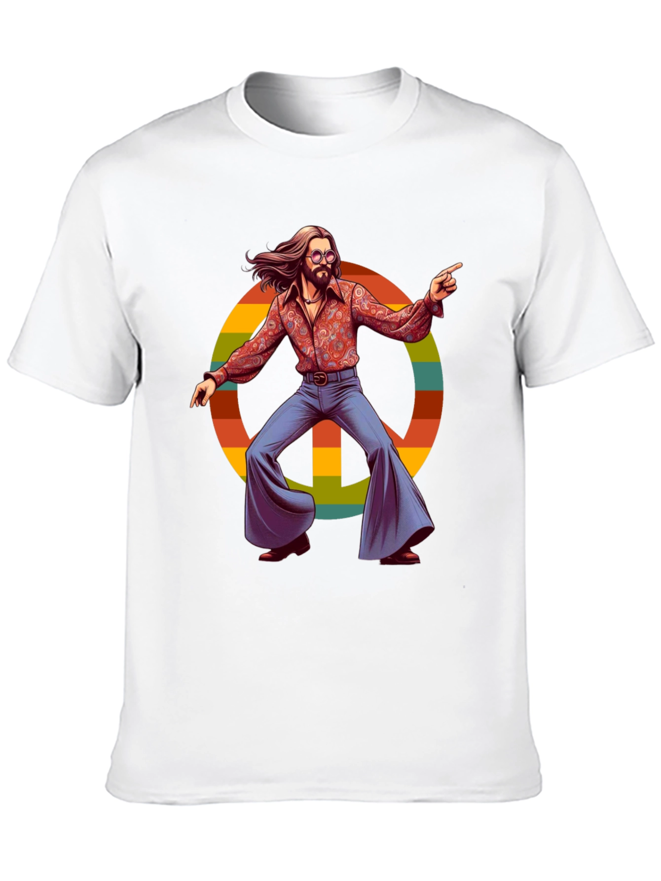 Black Retro Hippie Peace Sign T-Shirt view 10