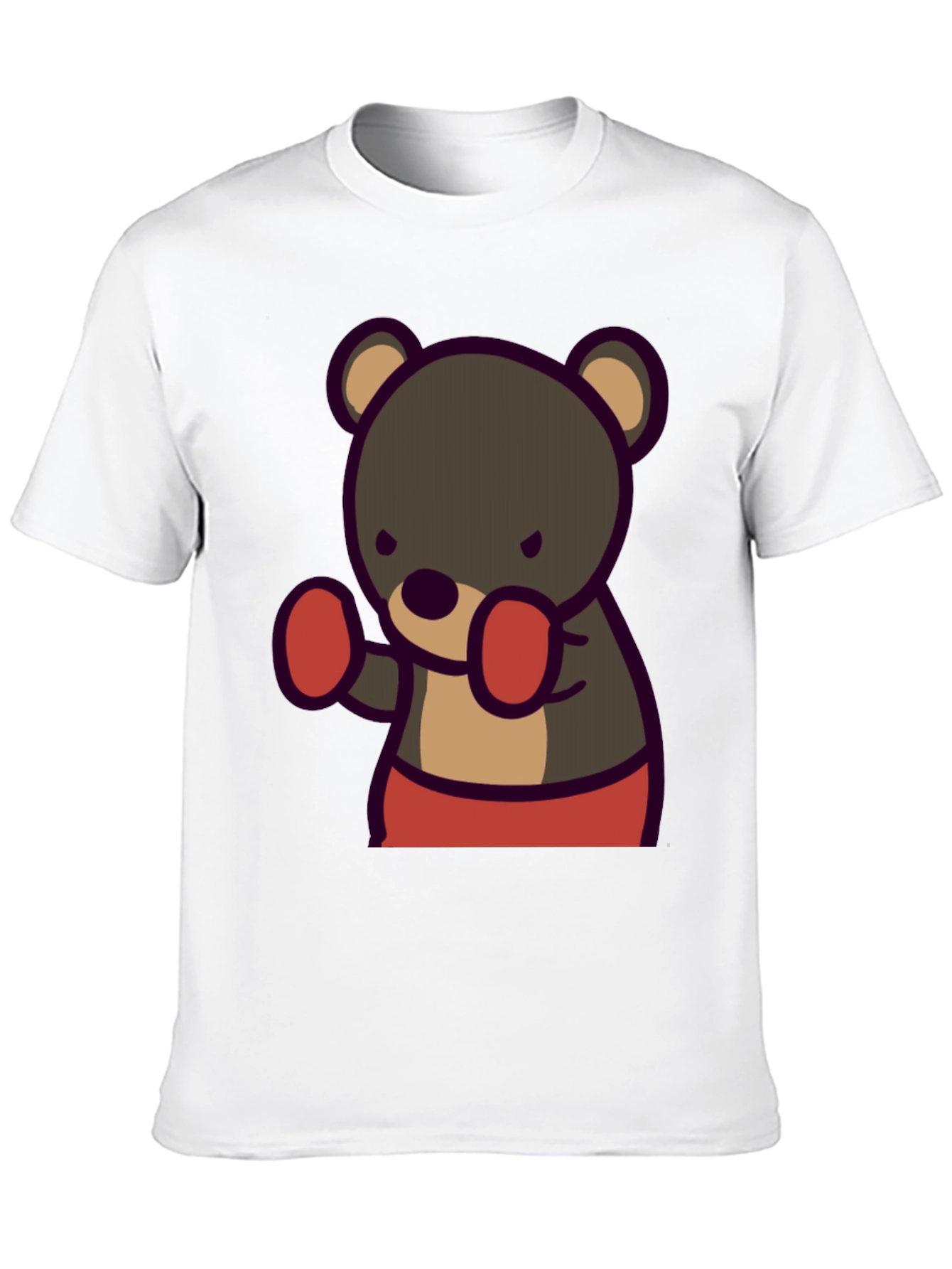 Black Boxing Bear Graphic Tee - Black Cotton Casual view 10
