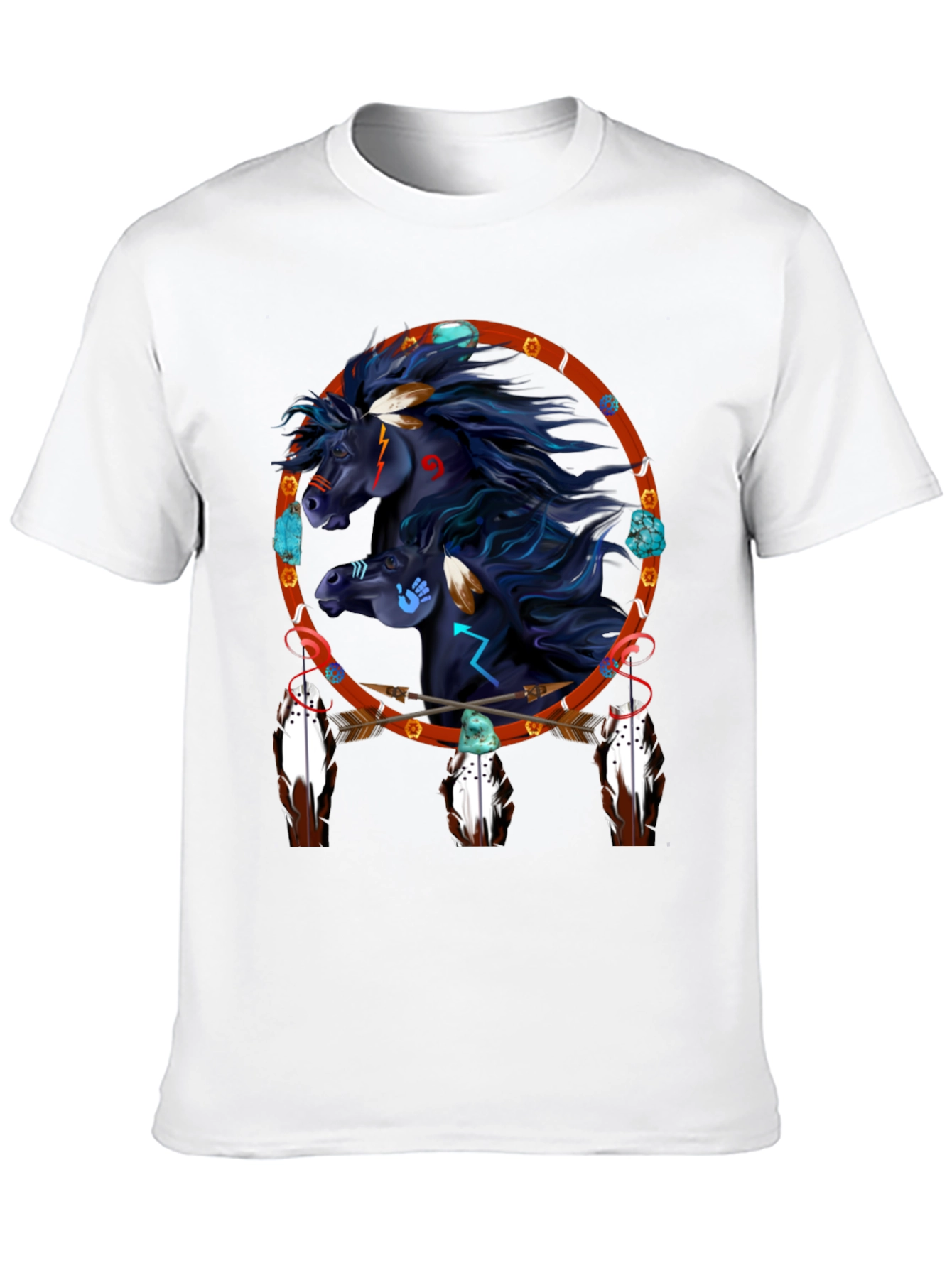 Black Native American Horse Dreamcatcher Graphic Tee view 10