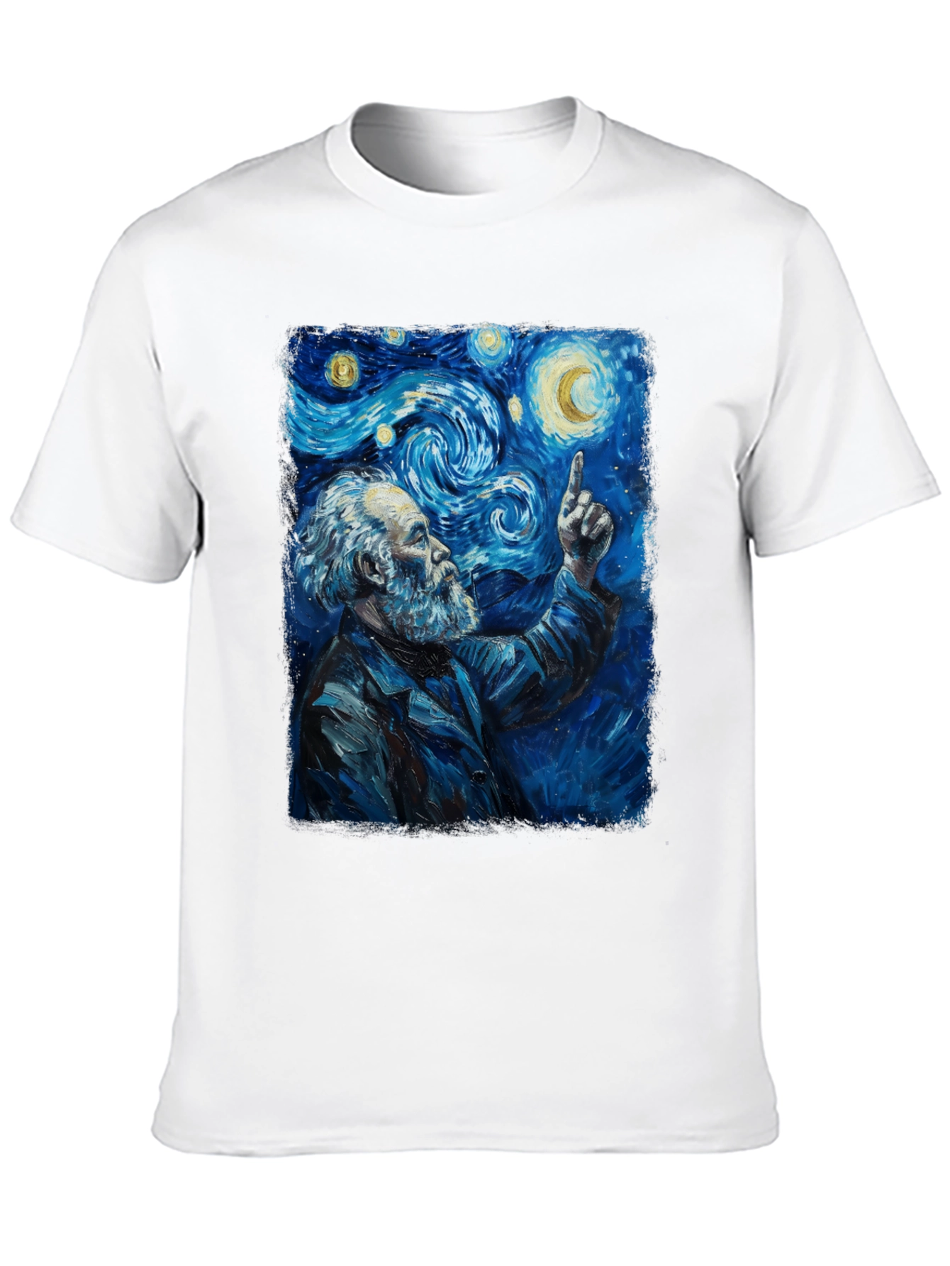 Black Starry Night Philosopher Graphic Tee view 10