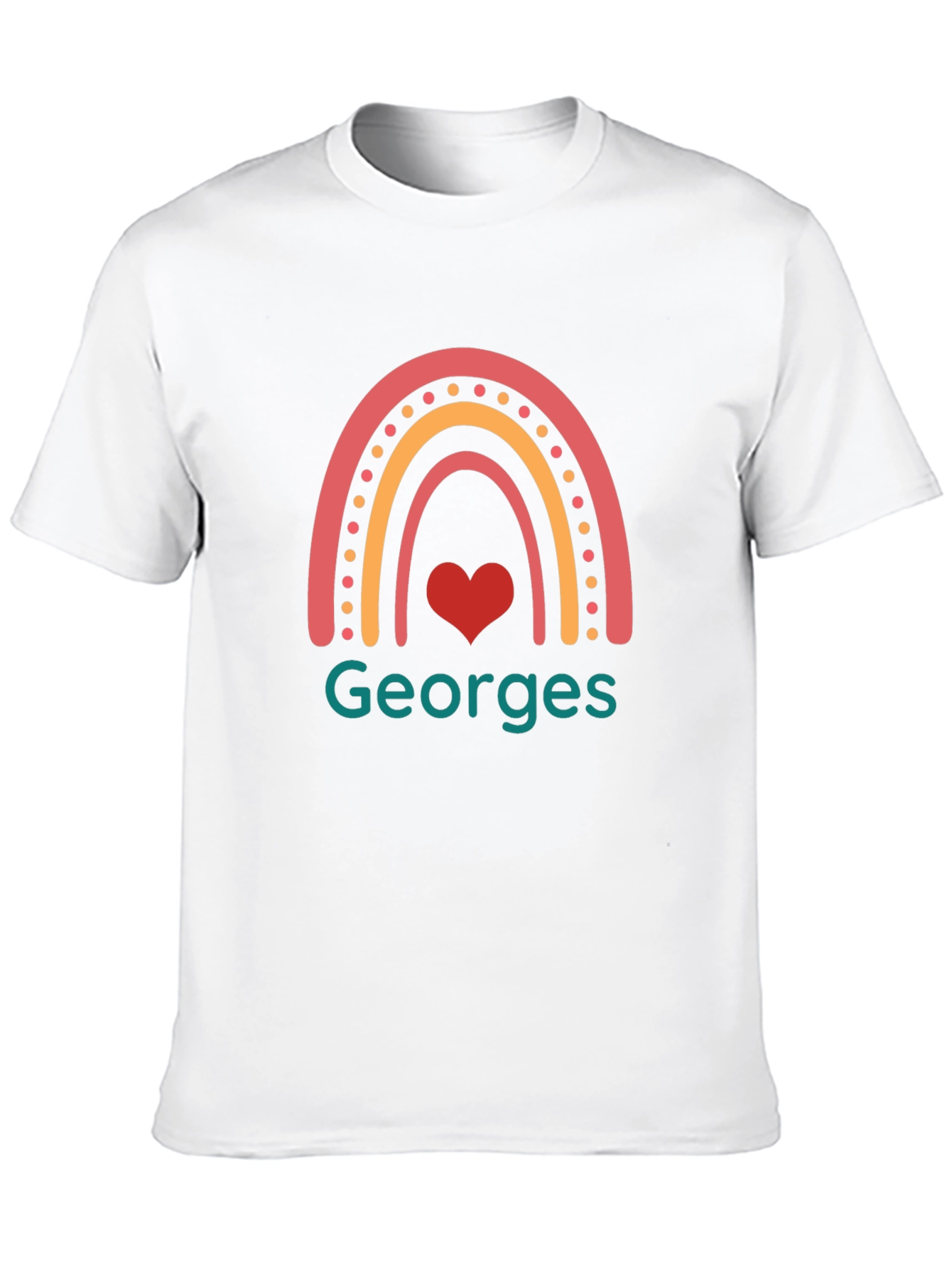 Black Personalized Georges Rainbow Heart T-Shirt view 10