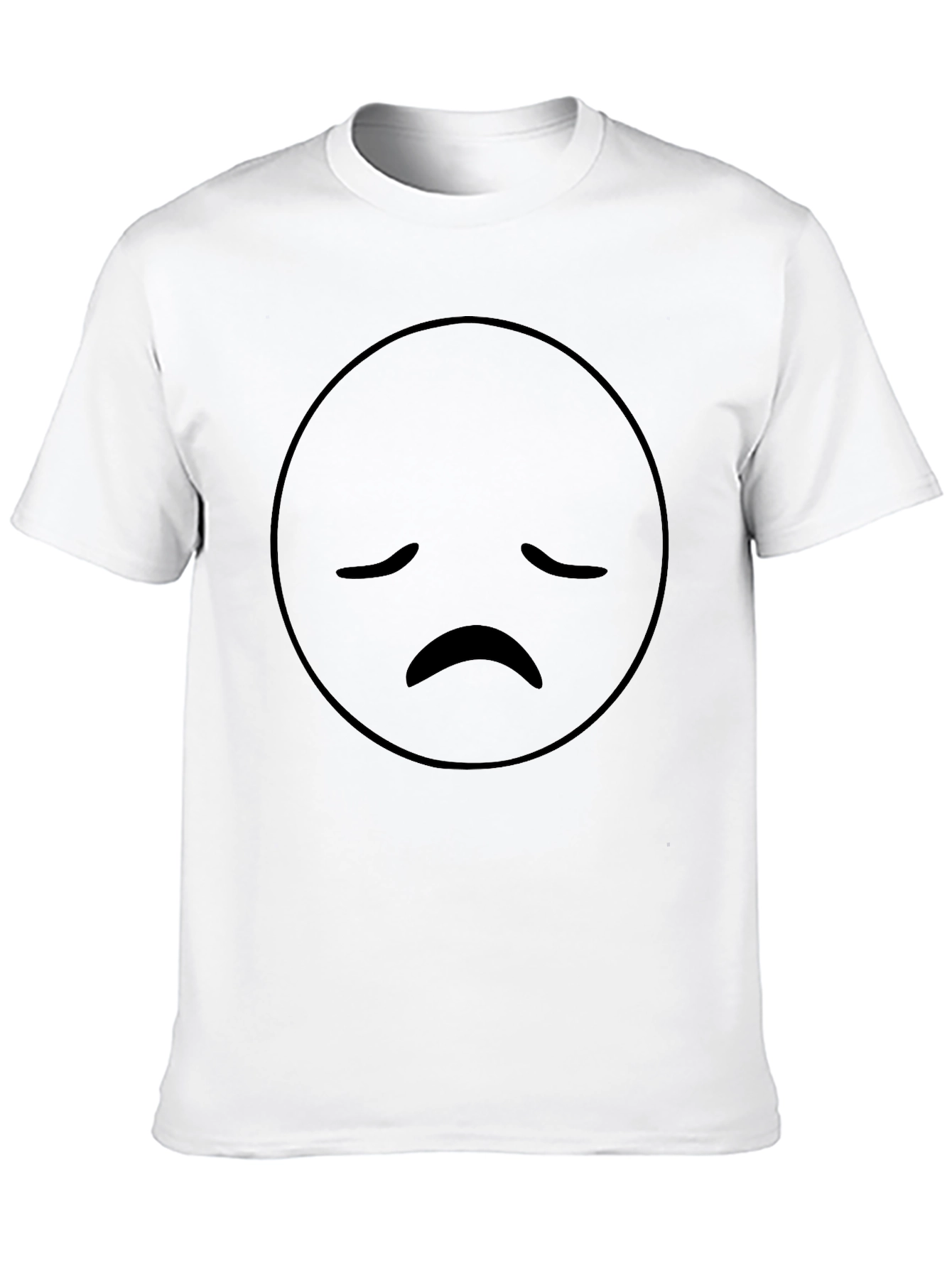Black Sad Face Emoji Graphic T-Shirt - Men's Black Crew Neck Tee view 10