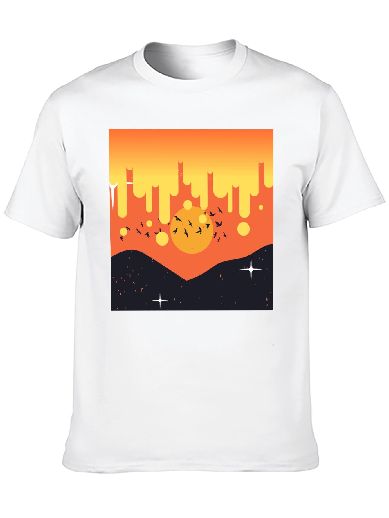 Black Sunset Birds Graphic Tee - Men's Black T-Shirt view 10