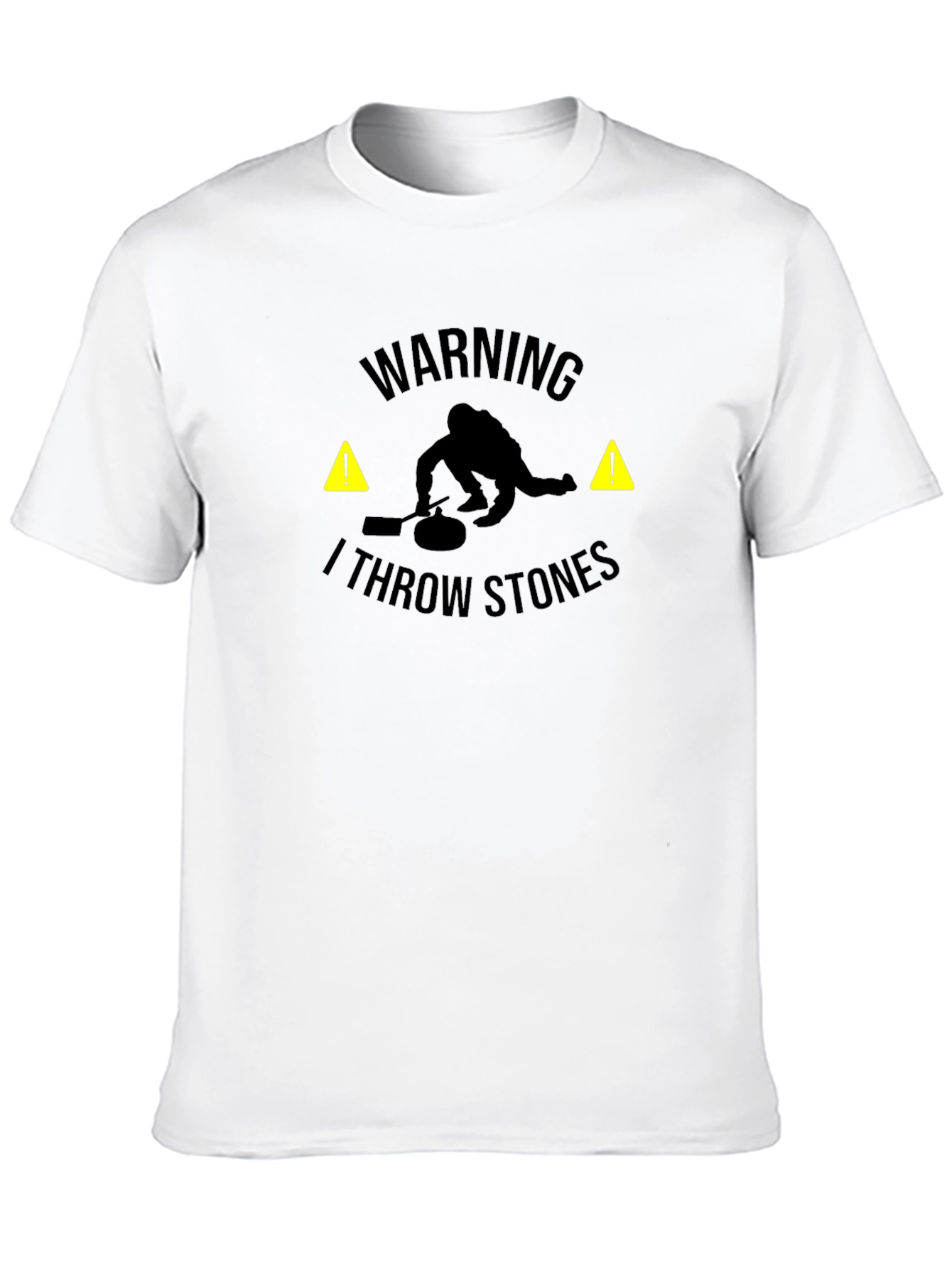 Black Warning I Throw Stones Black Graphic T-Shirt view 10