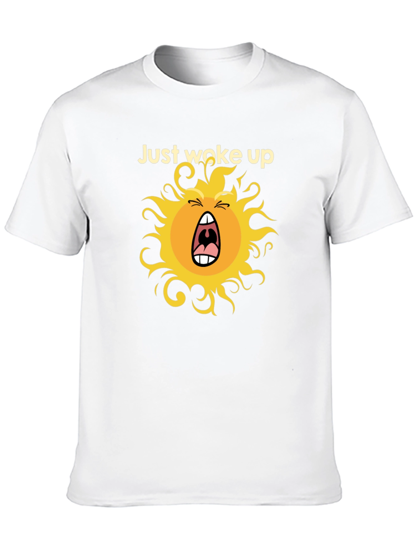 Black Funny "Just Woke Up" Sun Graphic Black T-Shirt view 10