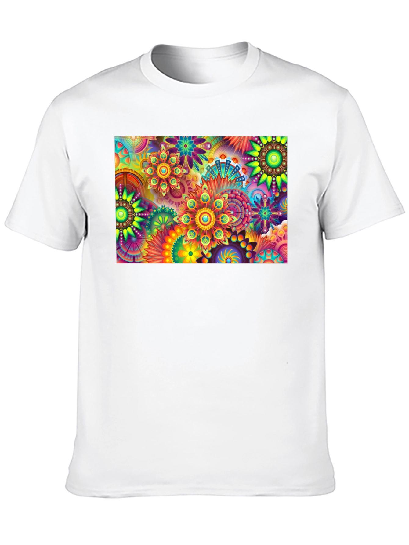 Black Vibrant Floral Print Black T-Shirt view 10