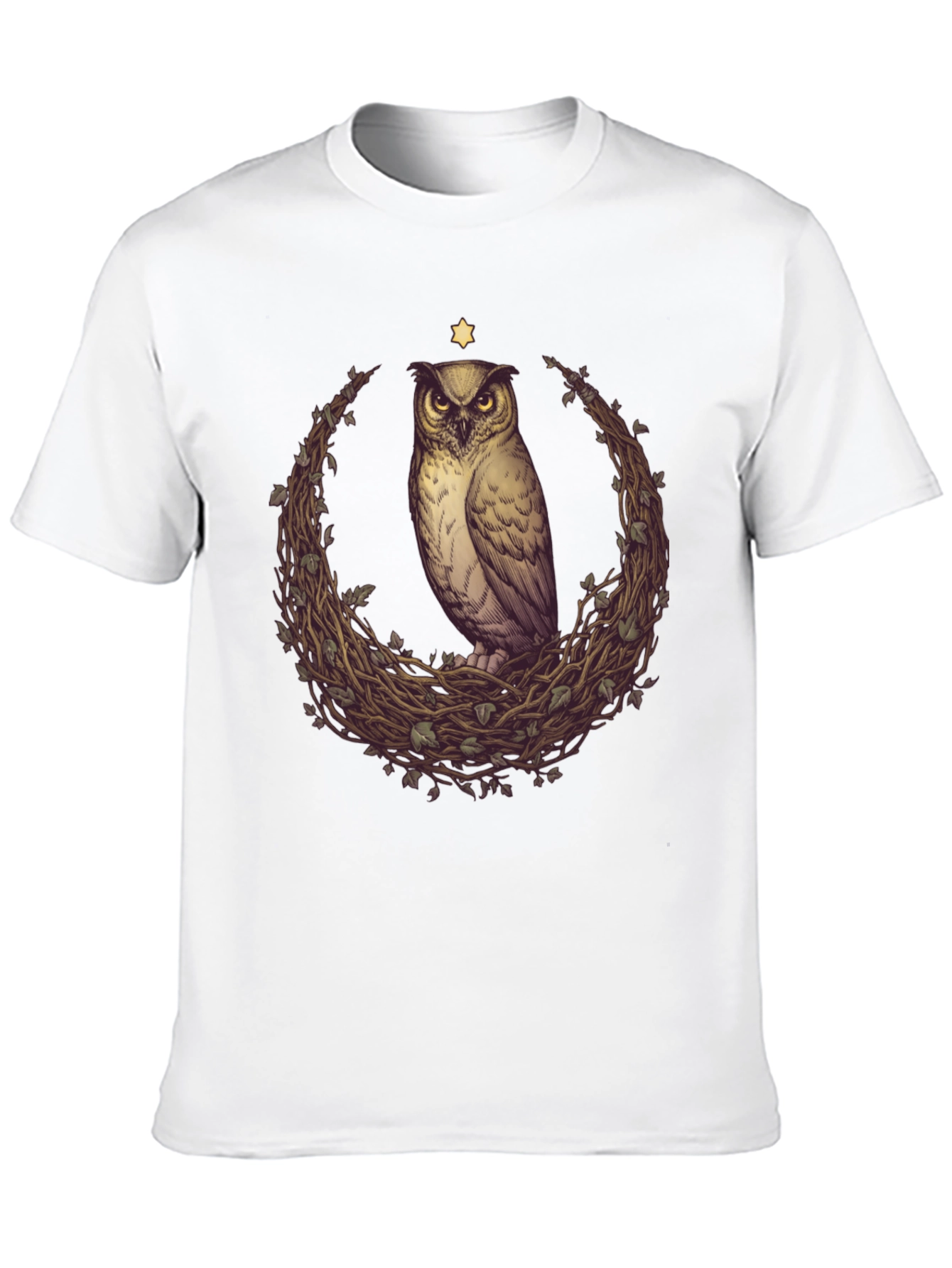 Black Owl & Star Graphic Tee - Unisex Black T-Shirt view 10