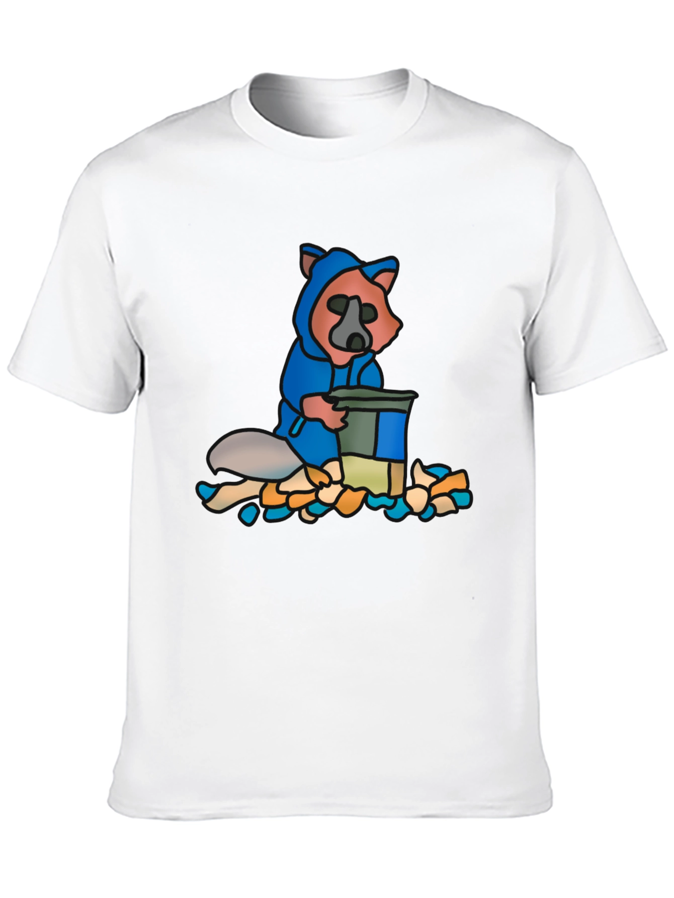 Black Raccoon Hoodie T-Shirt - Cartoon Graphic view 10