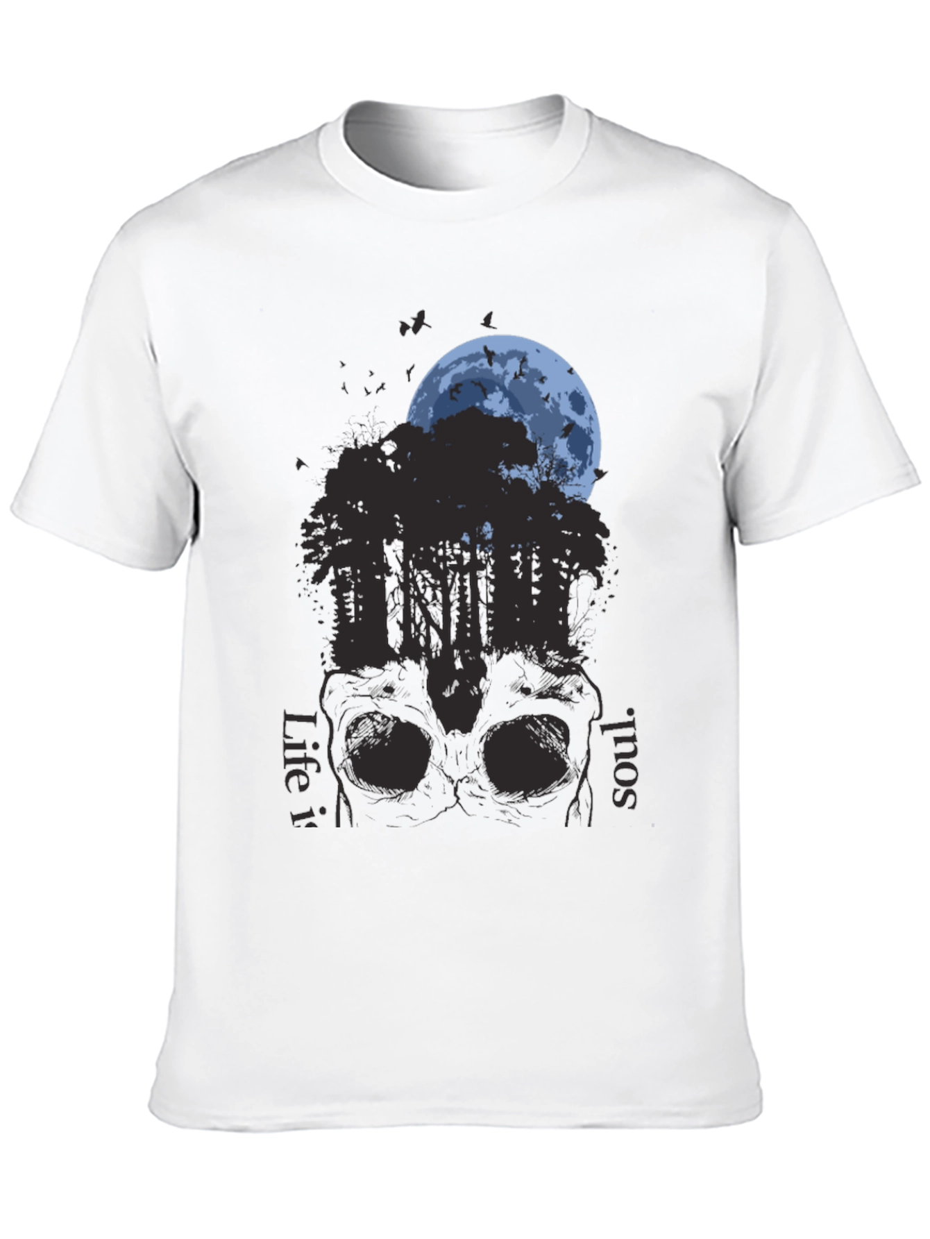 Black Skull Forest Moon Graphic T-Shirt view 10