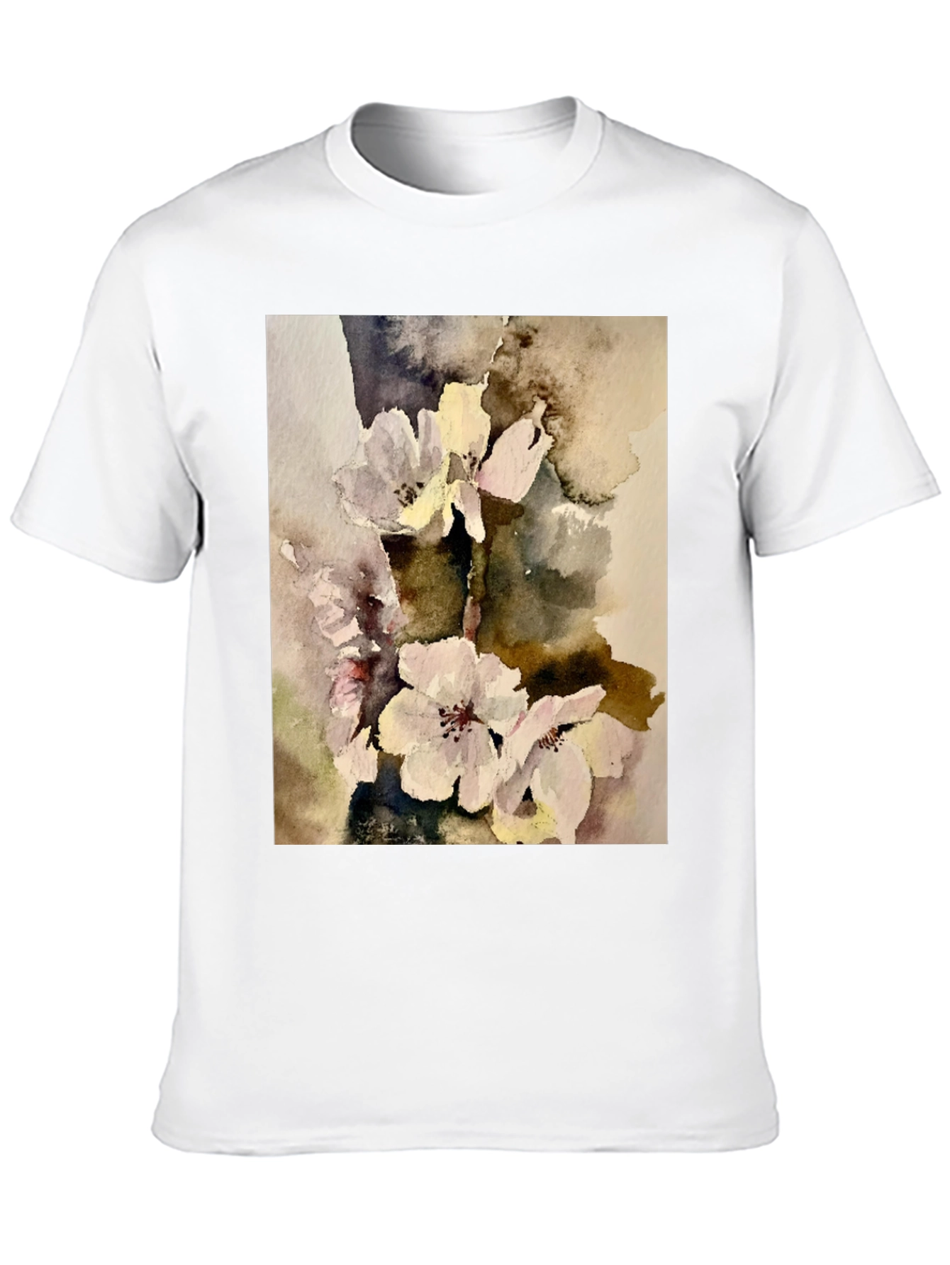Black Floral Watercolor Print T-Shirt view 10