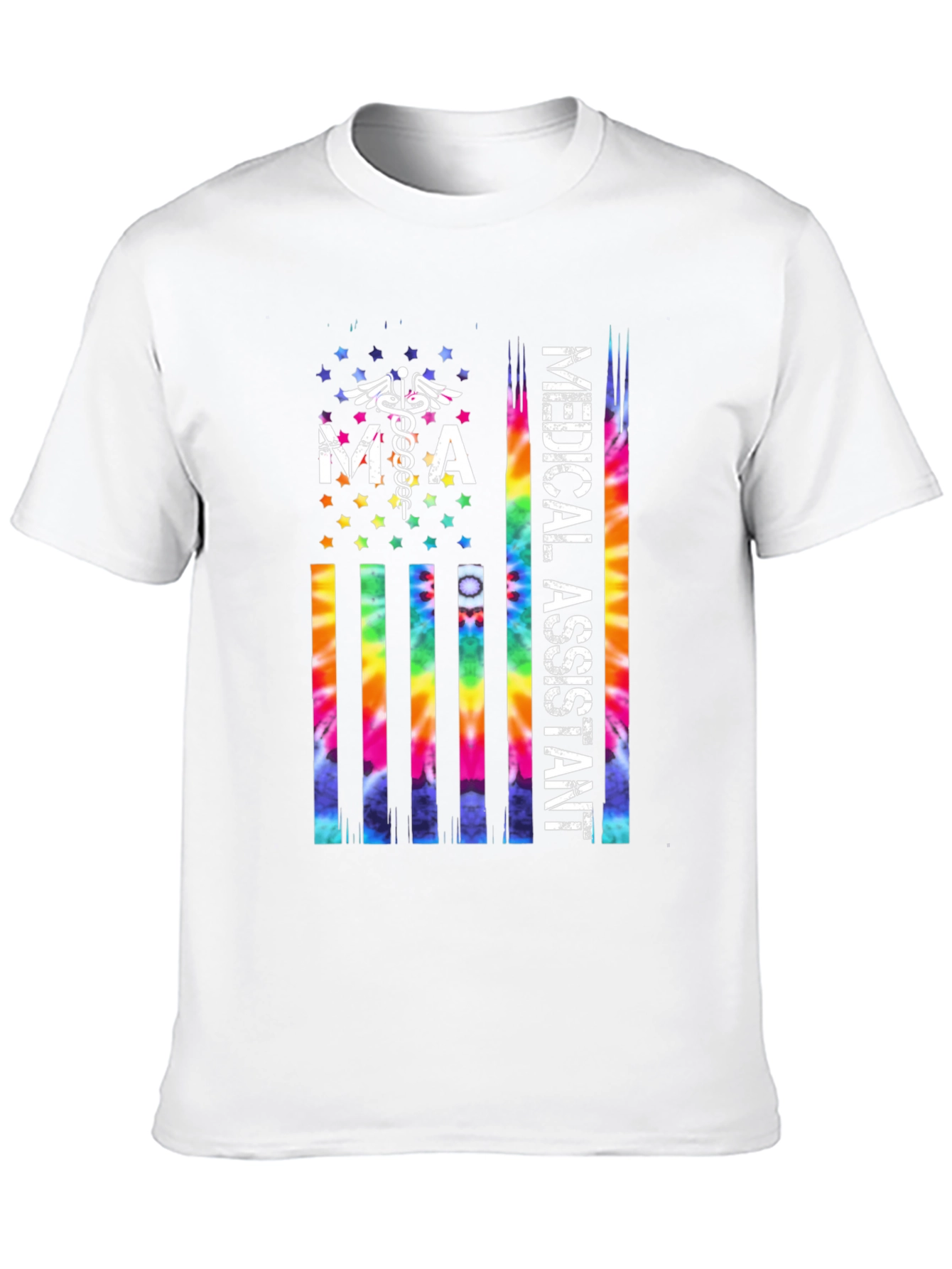 Black Medical Assistant Tie Dye American Flag T-Shirt view 10