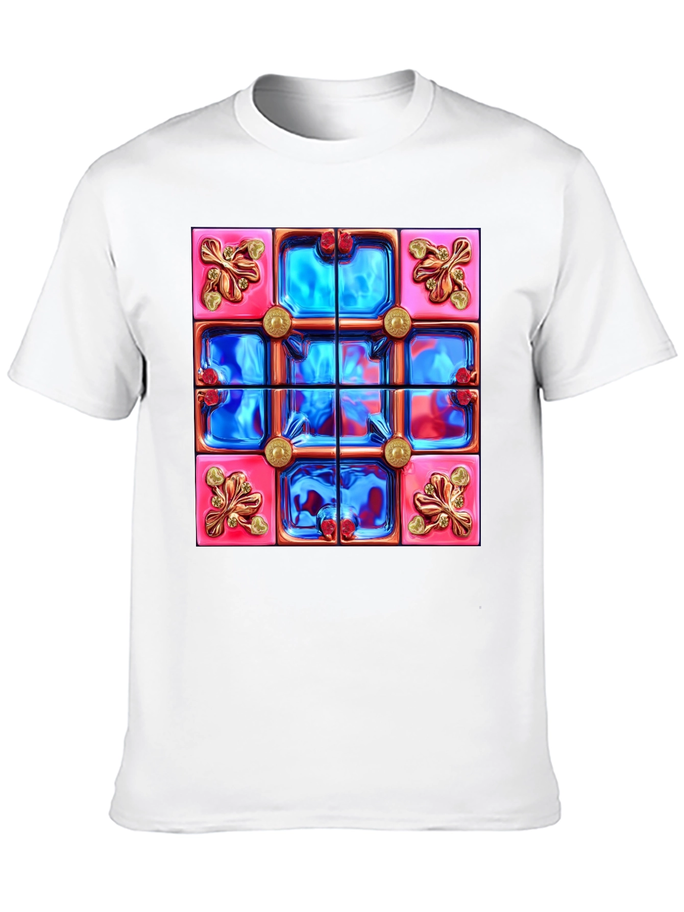 Black Abstract Tile Design Black T-Shirt view 10