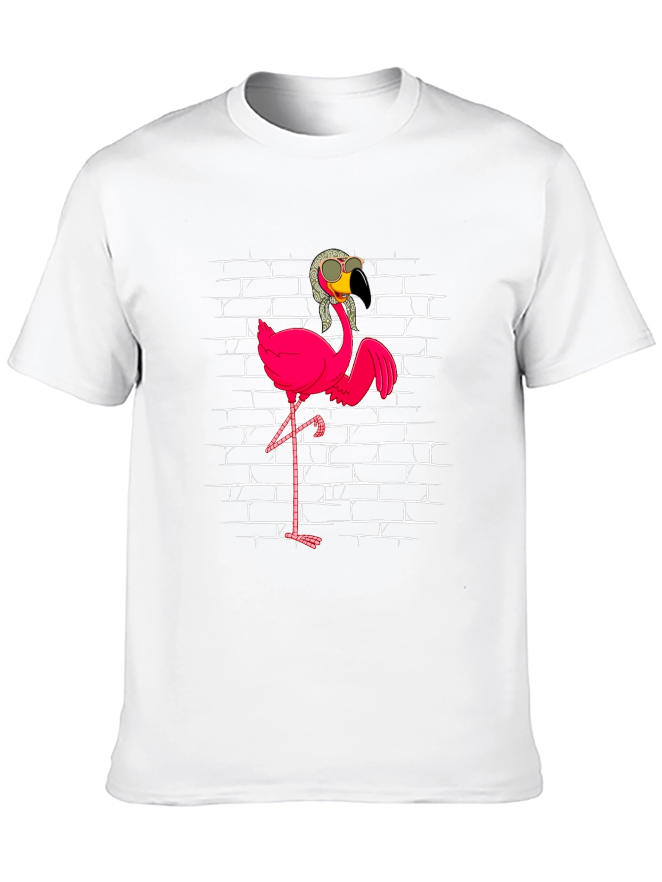 Black Flamingo with Shades T-Shirt - Black view 10