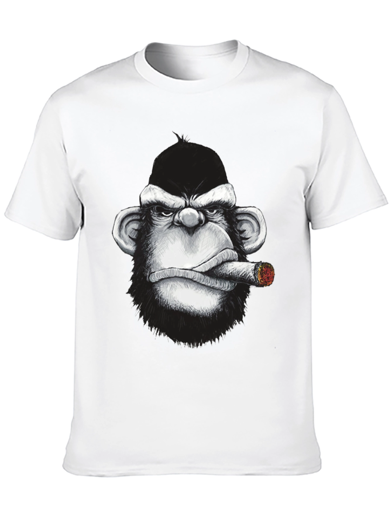 Black Cool Monkey Cigar Graphic Tee - Black Cotton view 10