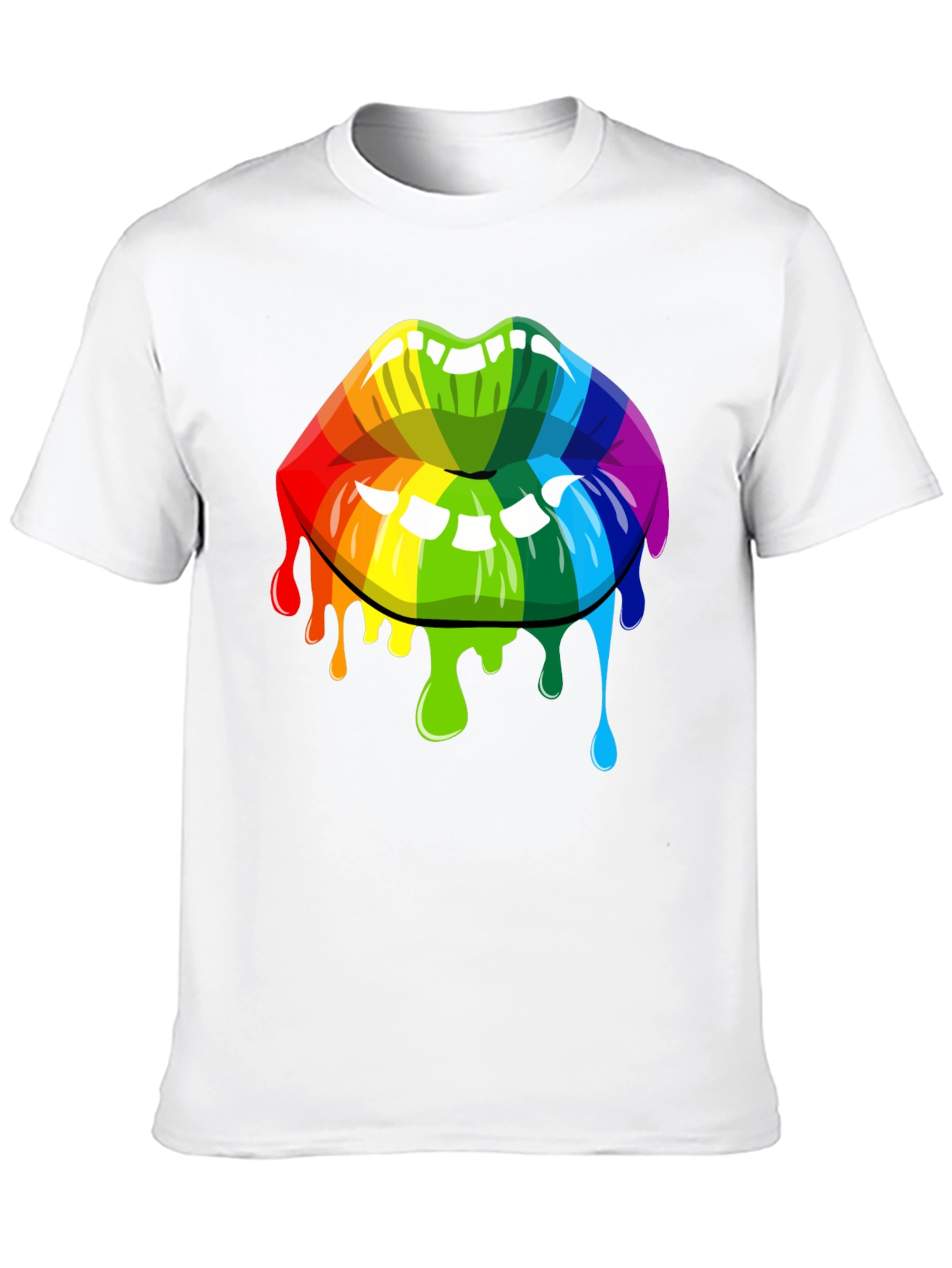 Black Rainbow Lips Graphic Tee - Unisex Black T-Shirt view 10