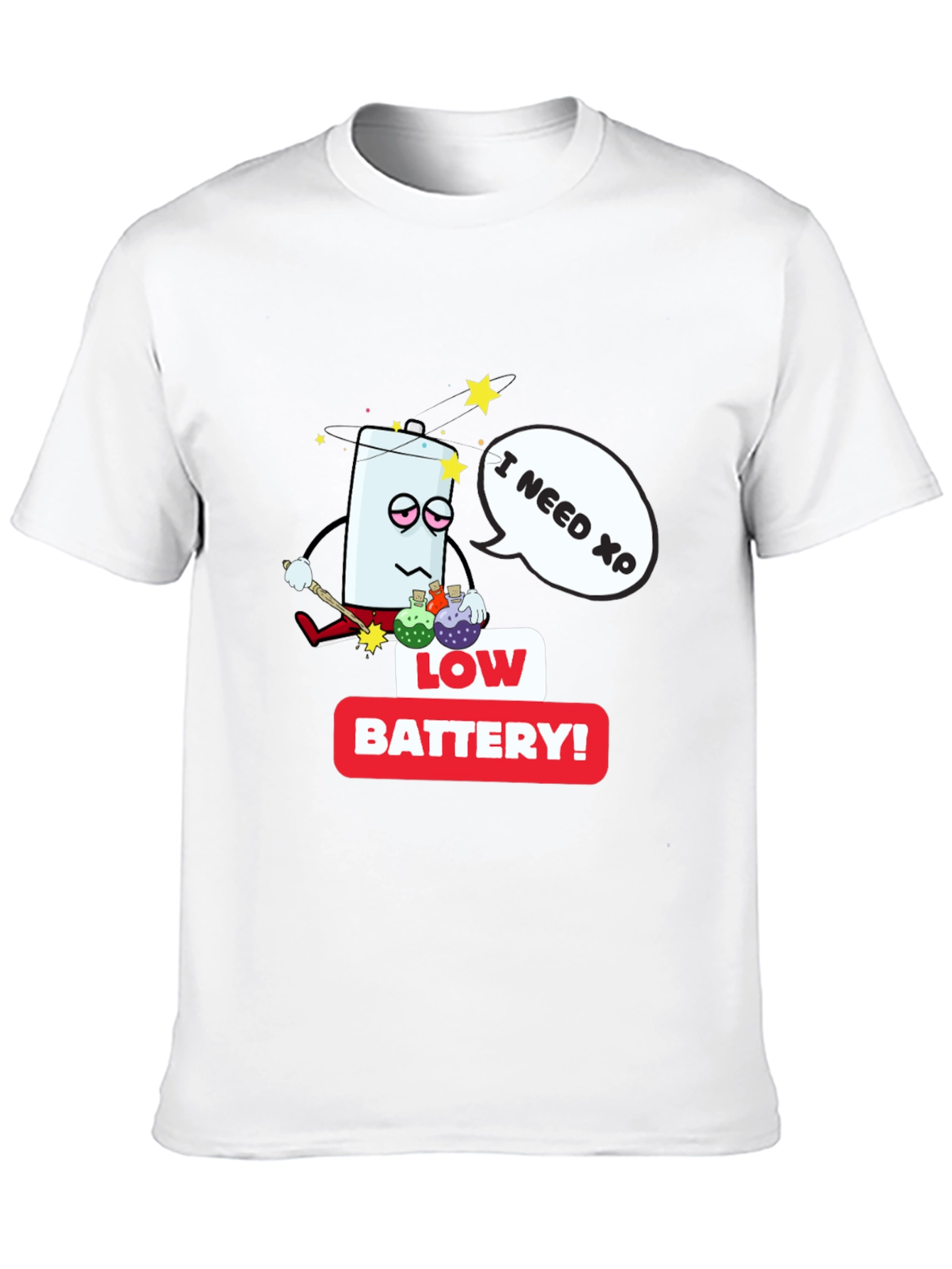 Black Low Battery XP Men's Black T-Shirt view 10